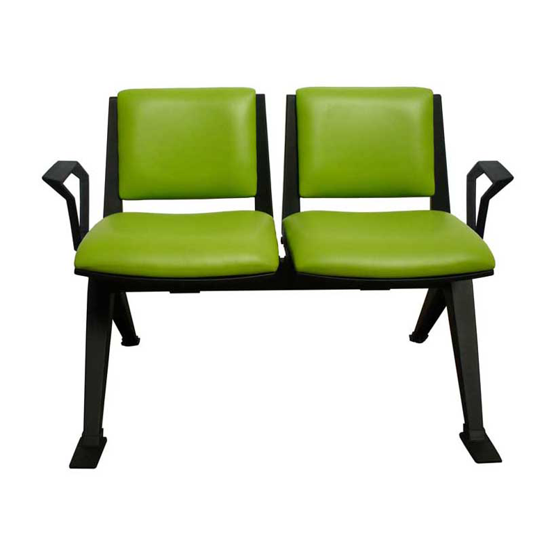 2 Seater Waiting Room Bench with Arms (Black Frame/Upholstered)