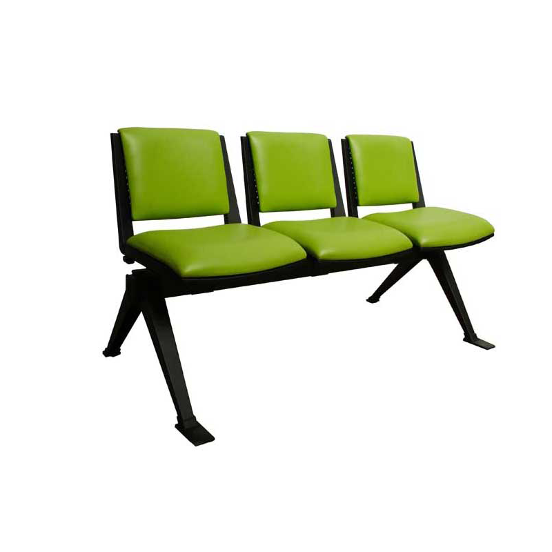 3 Seater Waiting Room Bench (Black Frame/Upholstered)