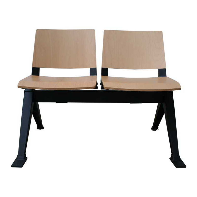 2 Seater Waiting Room Bench (Black Frame/Wood)