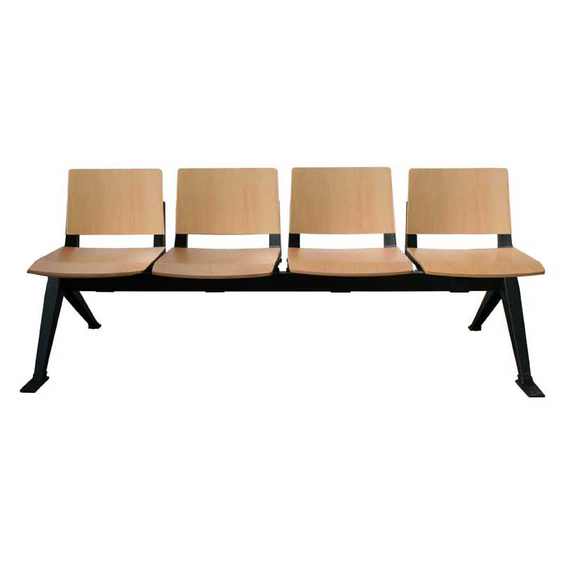 4 Seater Waiting Room Bench (Black Frame/Wood)