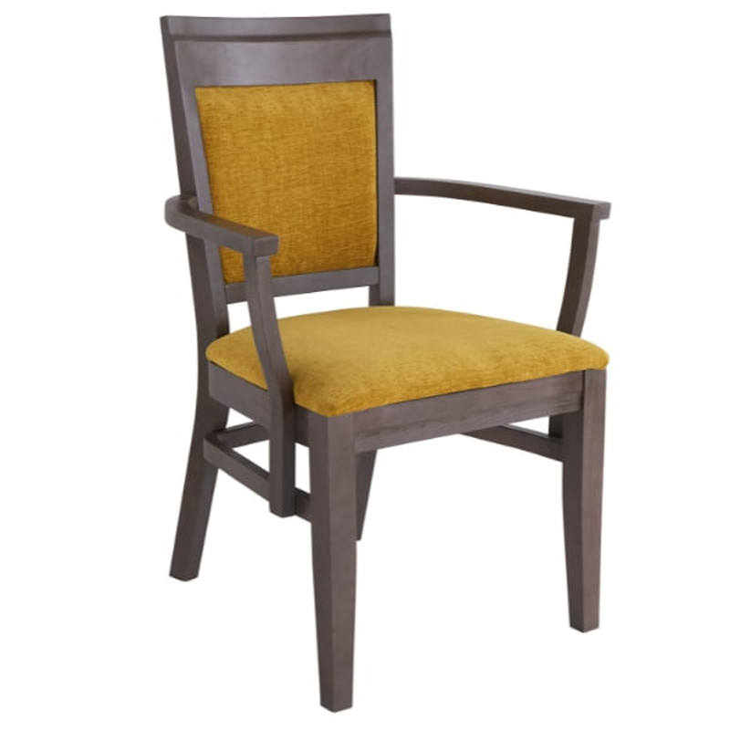 Chelford Dining Chair with Arms | Finish: Pippy Oak | SH: 18" | Fabric: Cashmere Tones Pewter