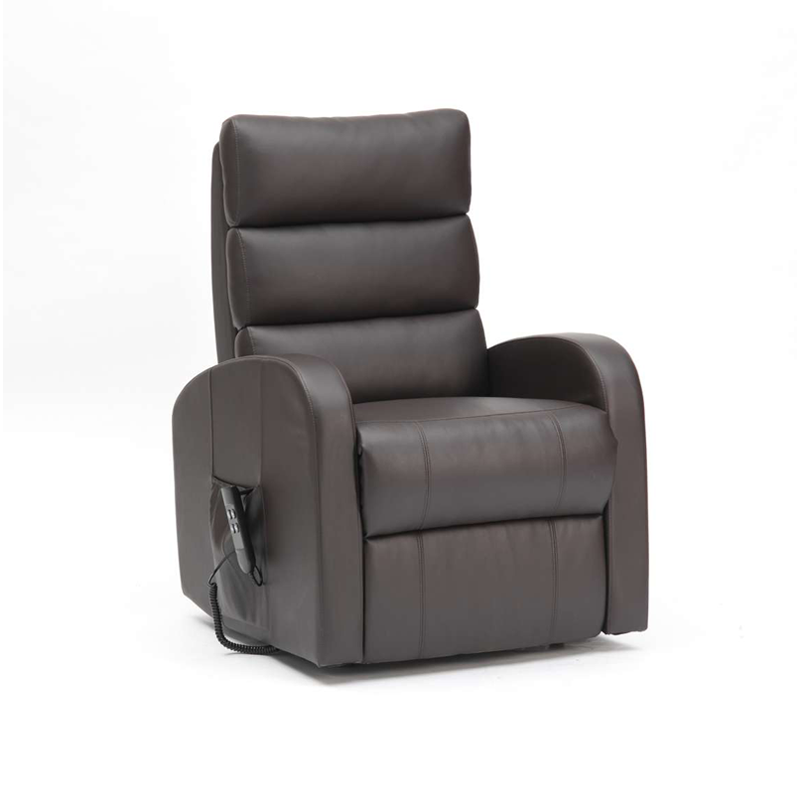 Three Pillow Back Single Riser Recliner | Brown PU