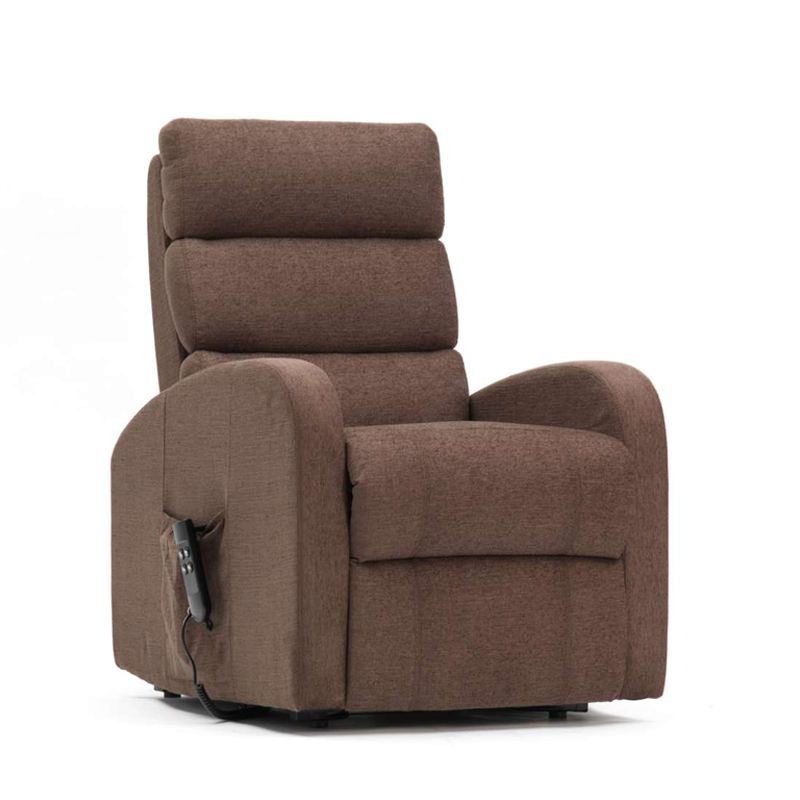 Three Pillow Back Dual Riser Recliner | Brown Fabric