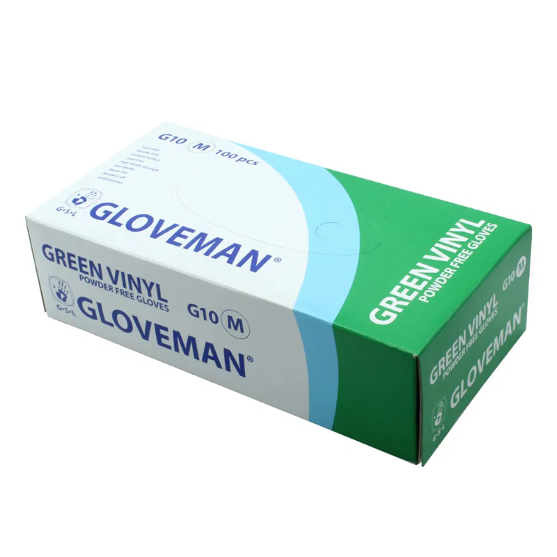 Gloveman PF Vinyl Gloves | Green | Pack of 100 Pieces