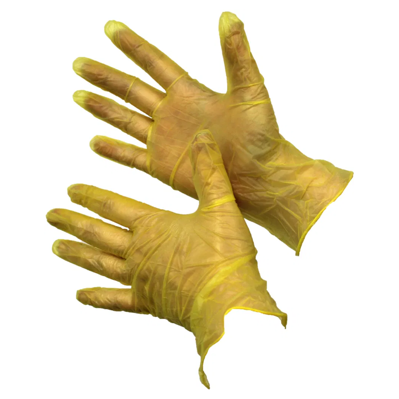 Gloveman PF Vinyl Gloves | Yellow | Pack of 100 (1)