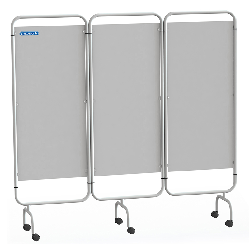 3 Panel Ward Screen, Solid Panels | White