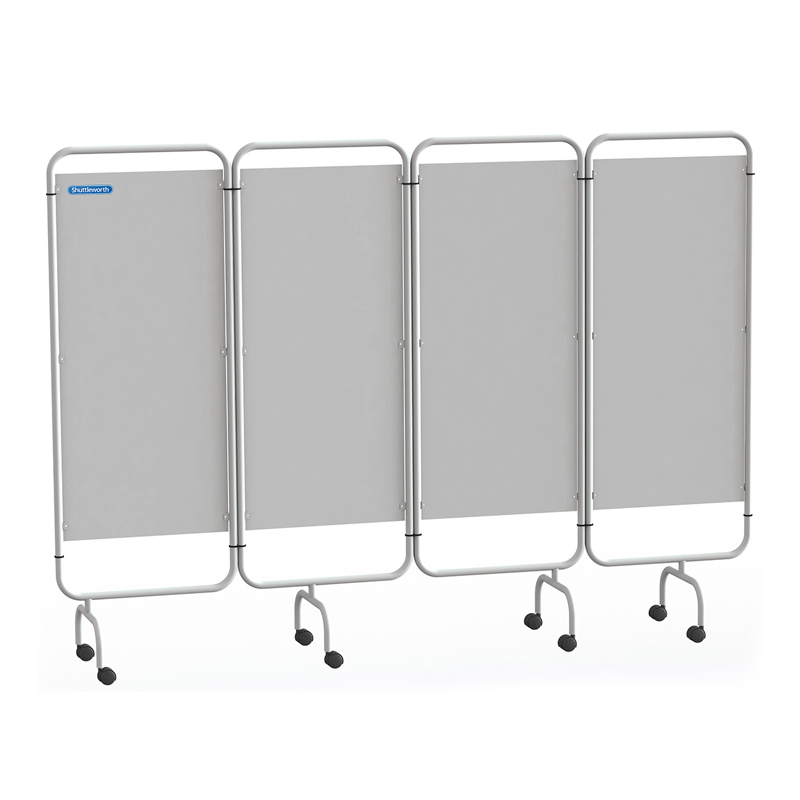 4 Panel Ward Screen, Solid Panels | White