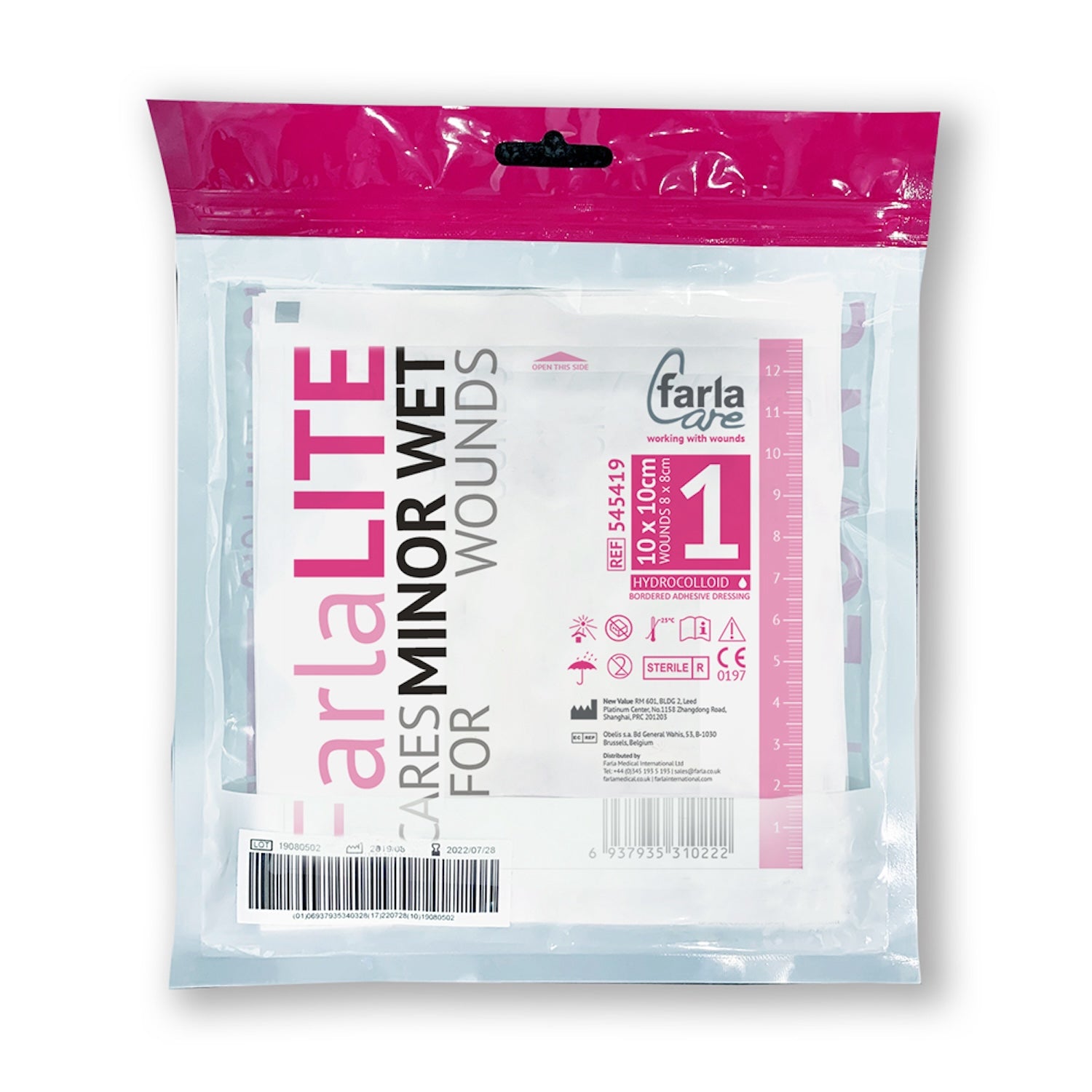 FarlaLITE Hydrocolloid Dressing including Border | 10 x 10cm | Pack of 5 (1)