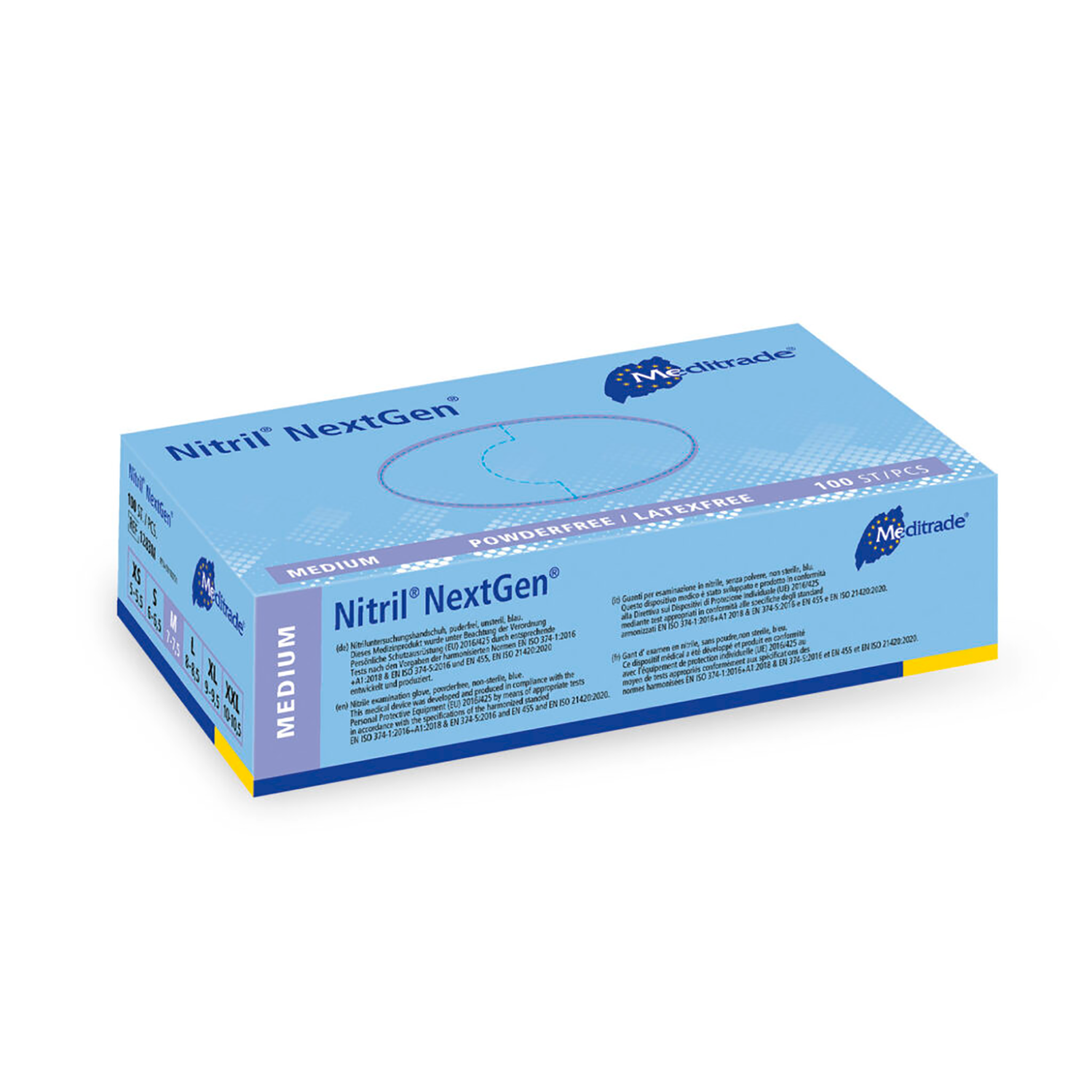 Nextgen Nitrile Examination Powder and Latex Free Gloves | Blue | Medium | Pack of 100 (1)