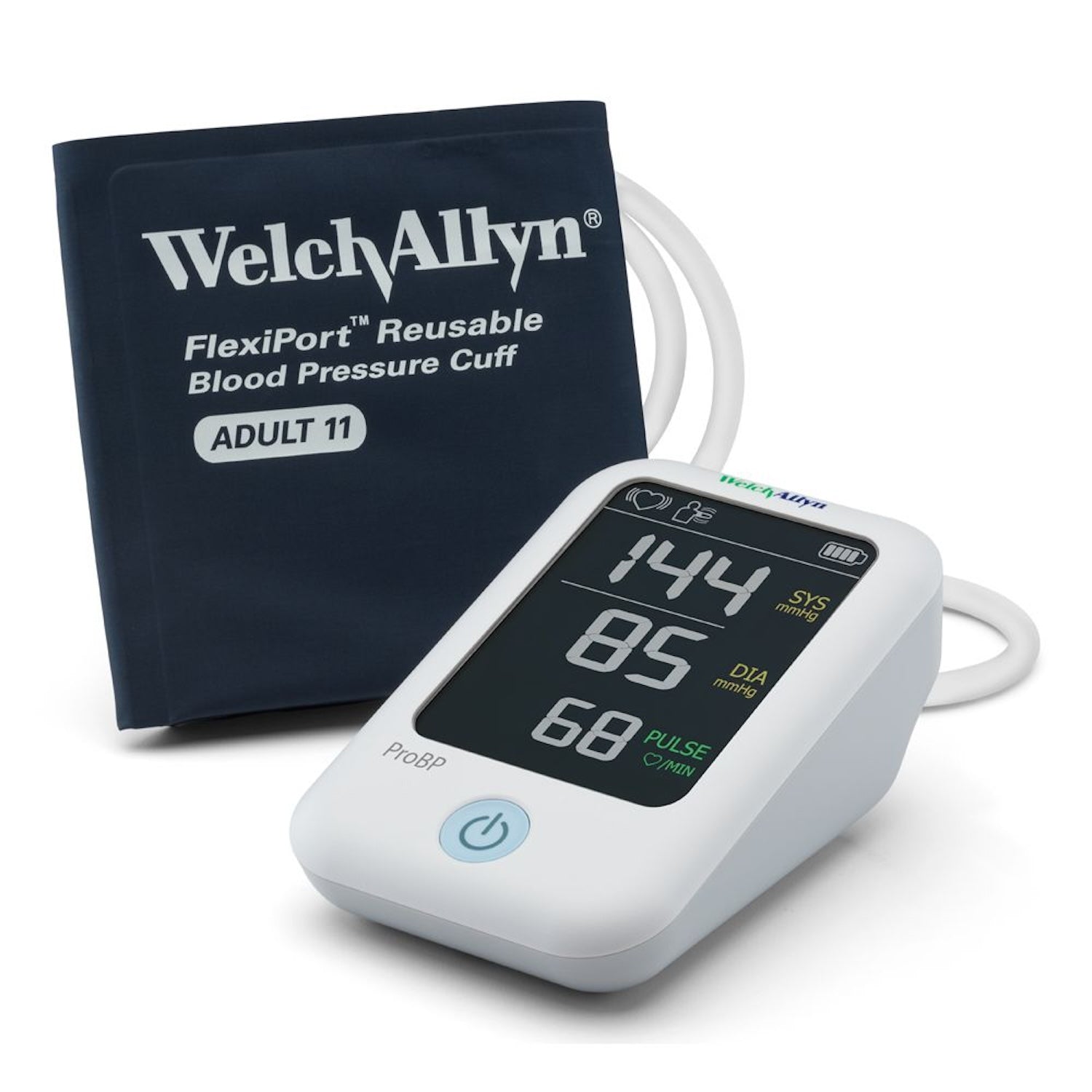 Welch Allyn ProBP 2000 BP unit with size 11 Adult FlexiPort Reusable BP Cuff | 4 x AA batteries