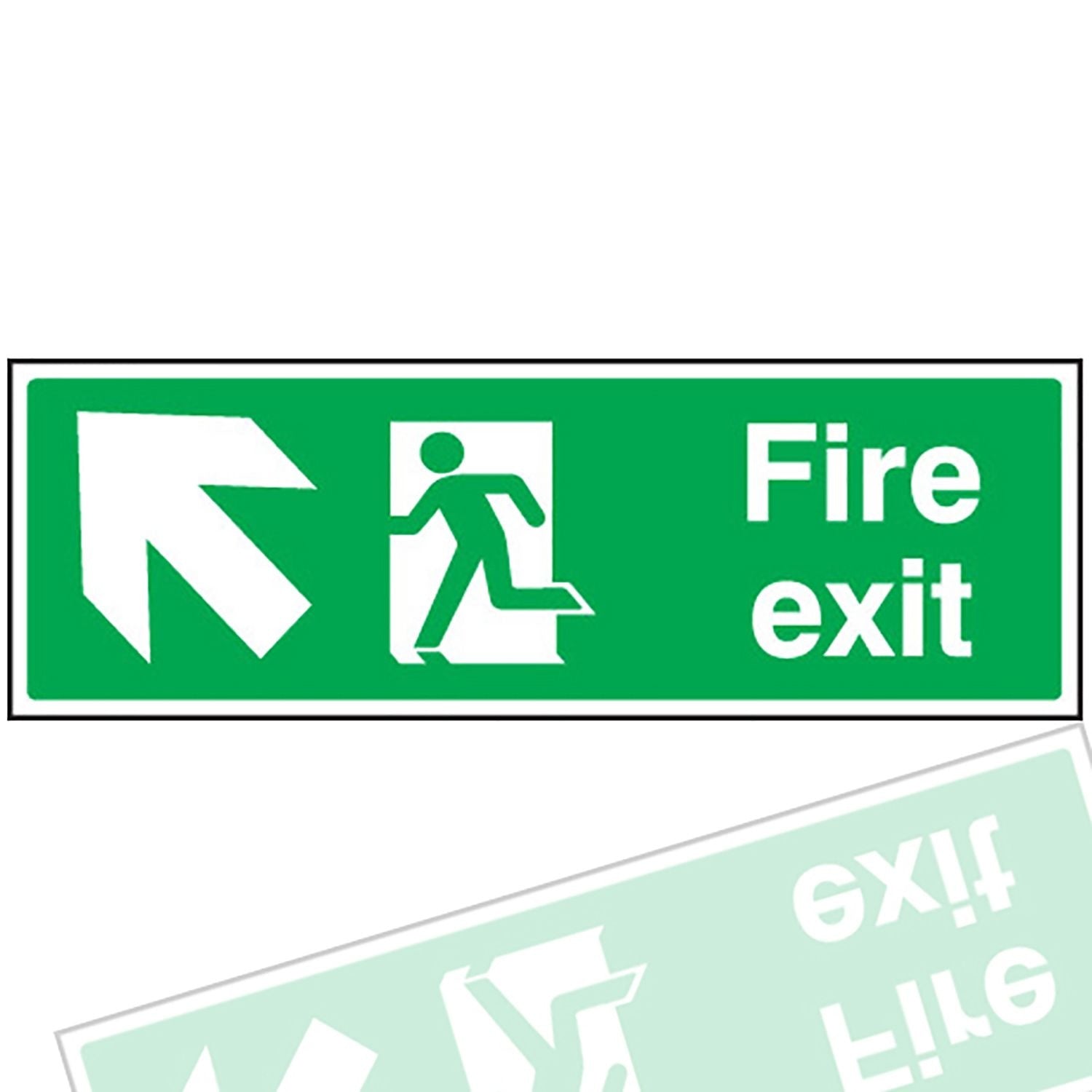 Fire Exit Arrow Forward And To Left Sign