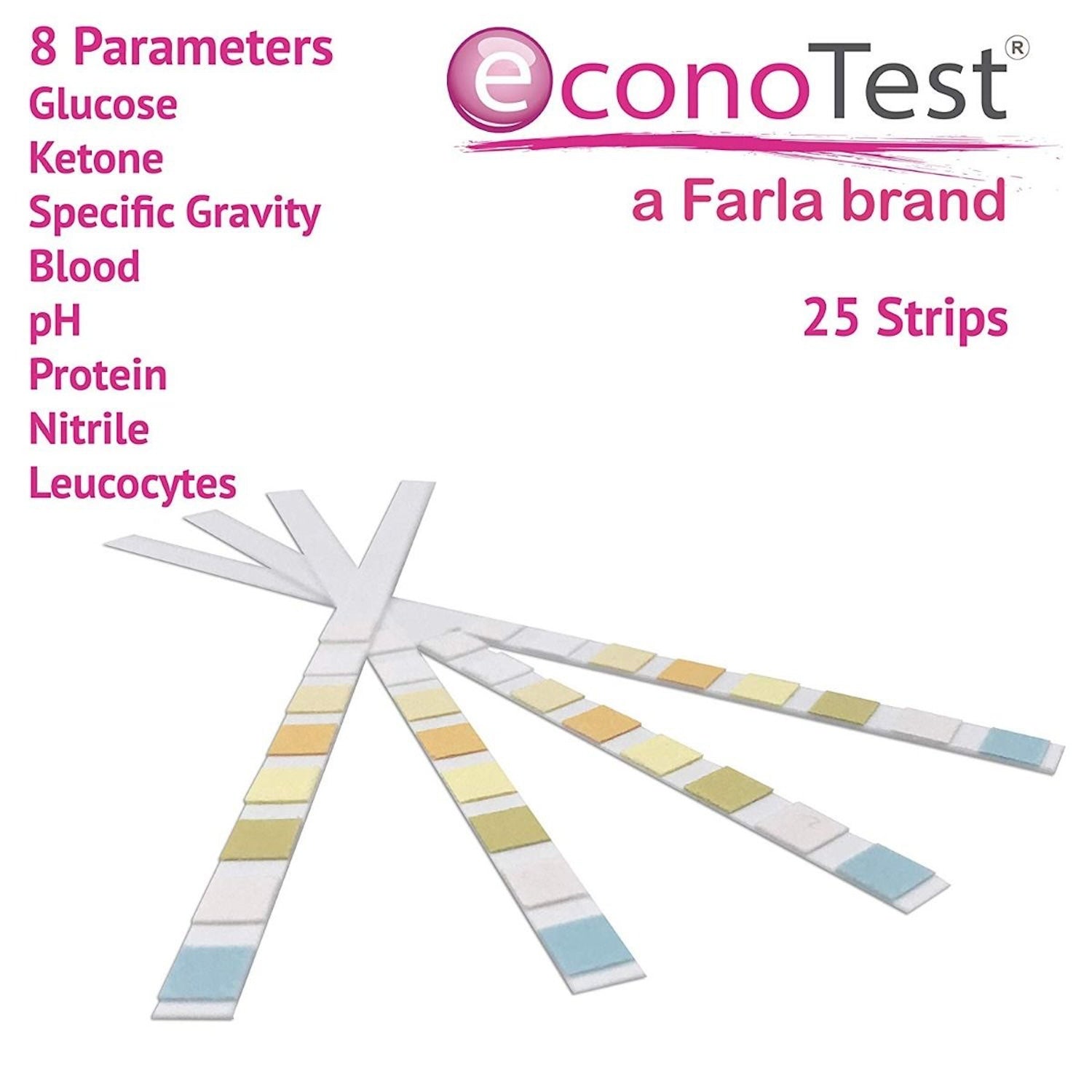 econoTest Urinalysis Reagent Strips | 8 Parameter | Pack of 25 (1)