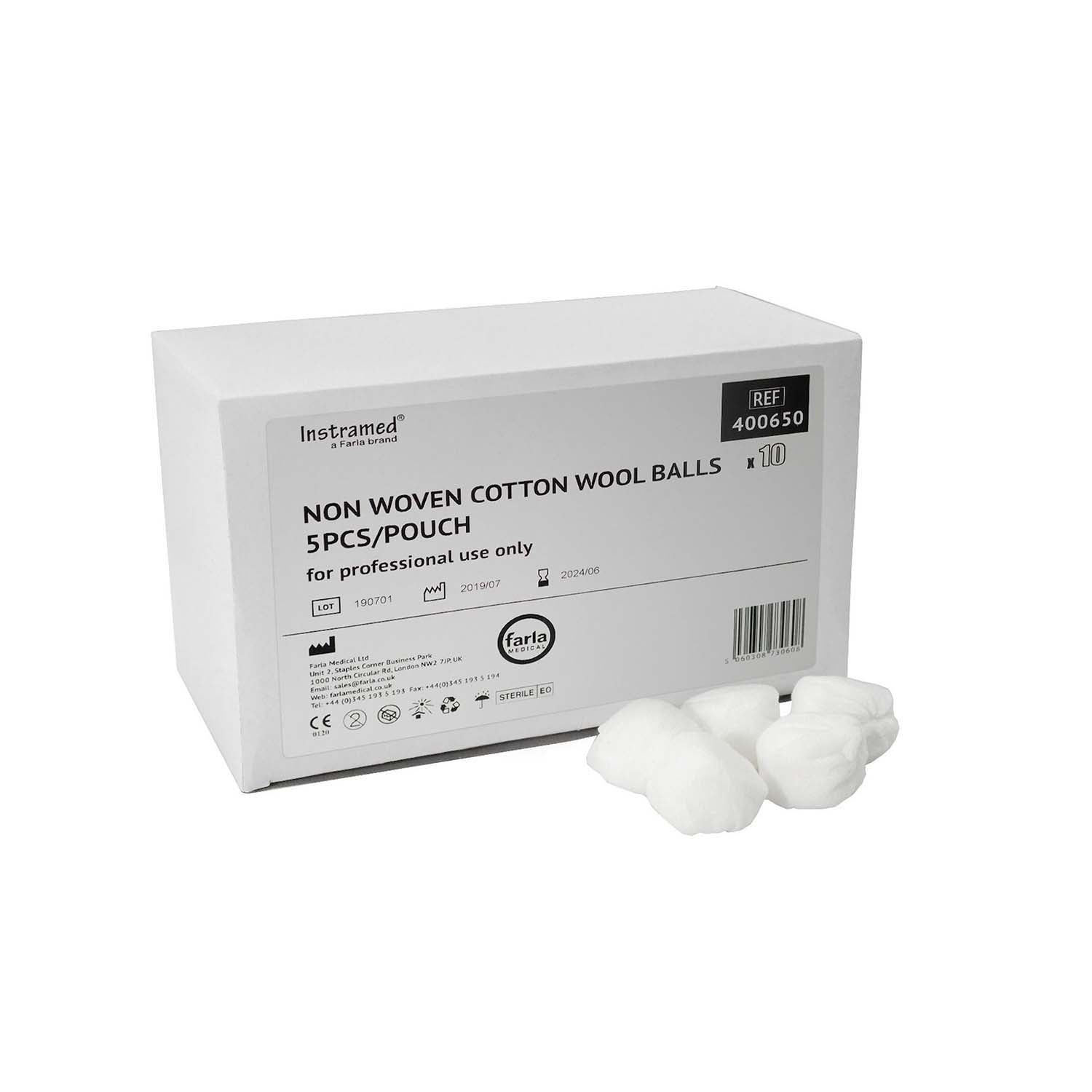 MediRange Cotton Wool Balls | Sterile | Non Woven | Pack of 5 x 10