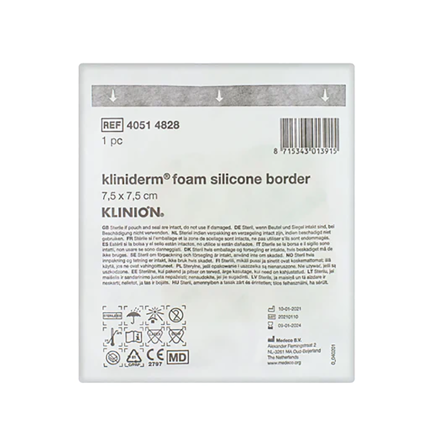 Kliniderm Foam Silicone Bordered | 7.5 x 7.5cm | Pack of 5 (1)
