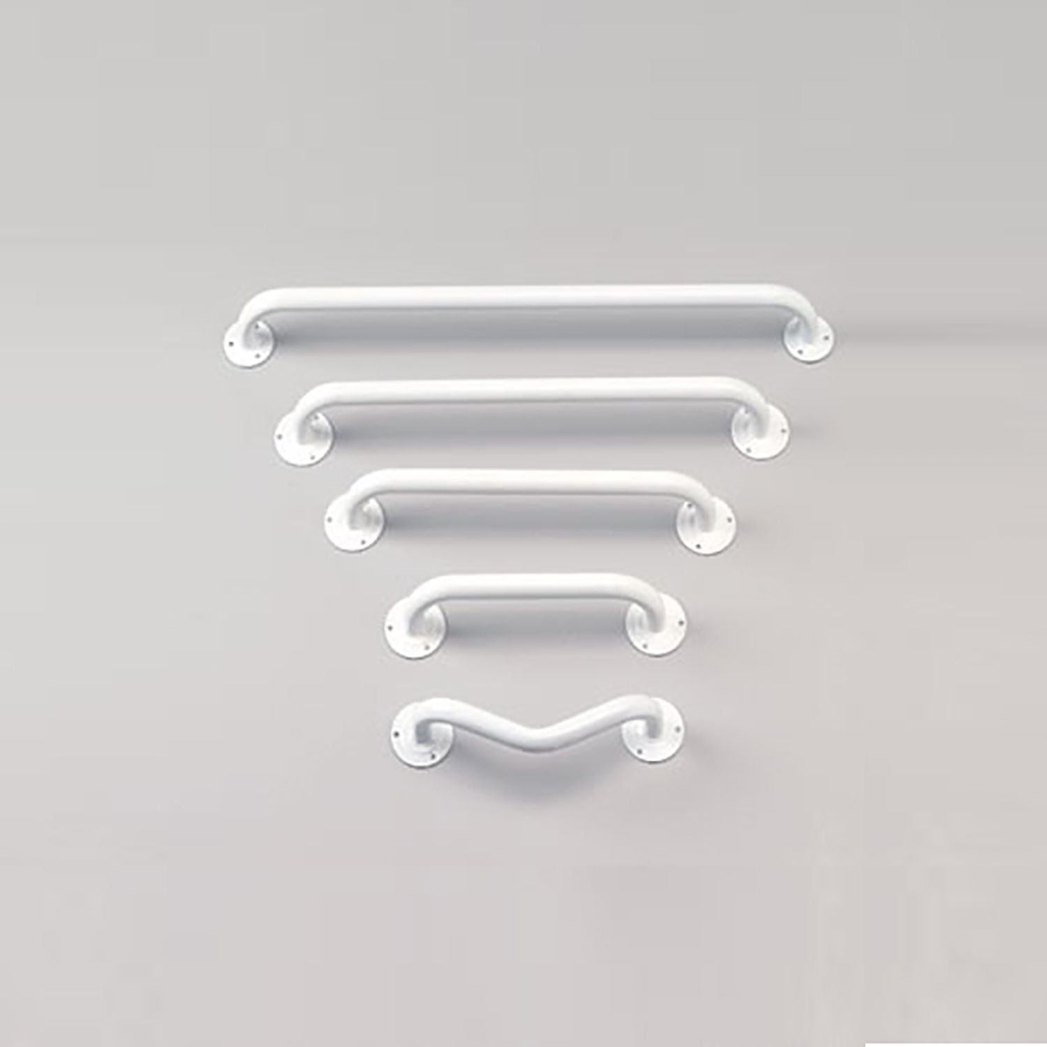 Angled 11 White Grab Bar Flanged Edges