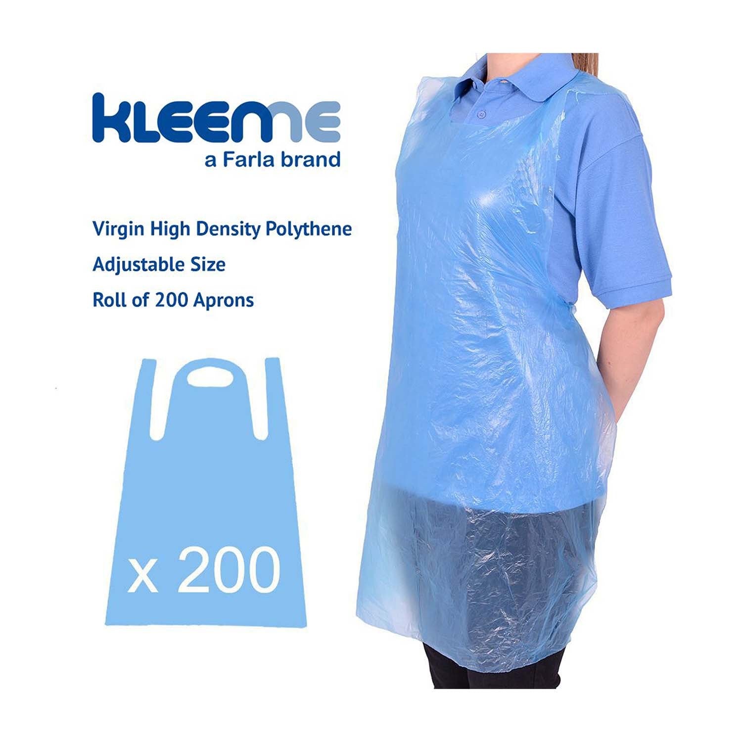 KleenMe Disposable Aprons Roll | Virgin HDPE | Blue | Pack of 200