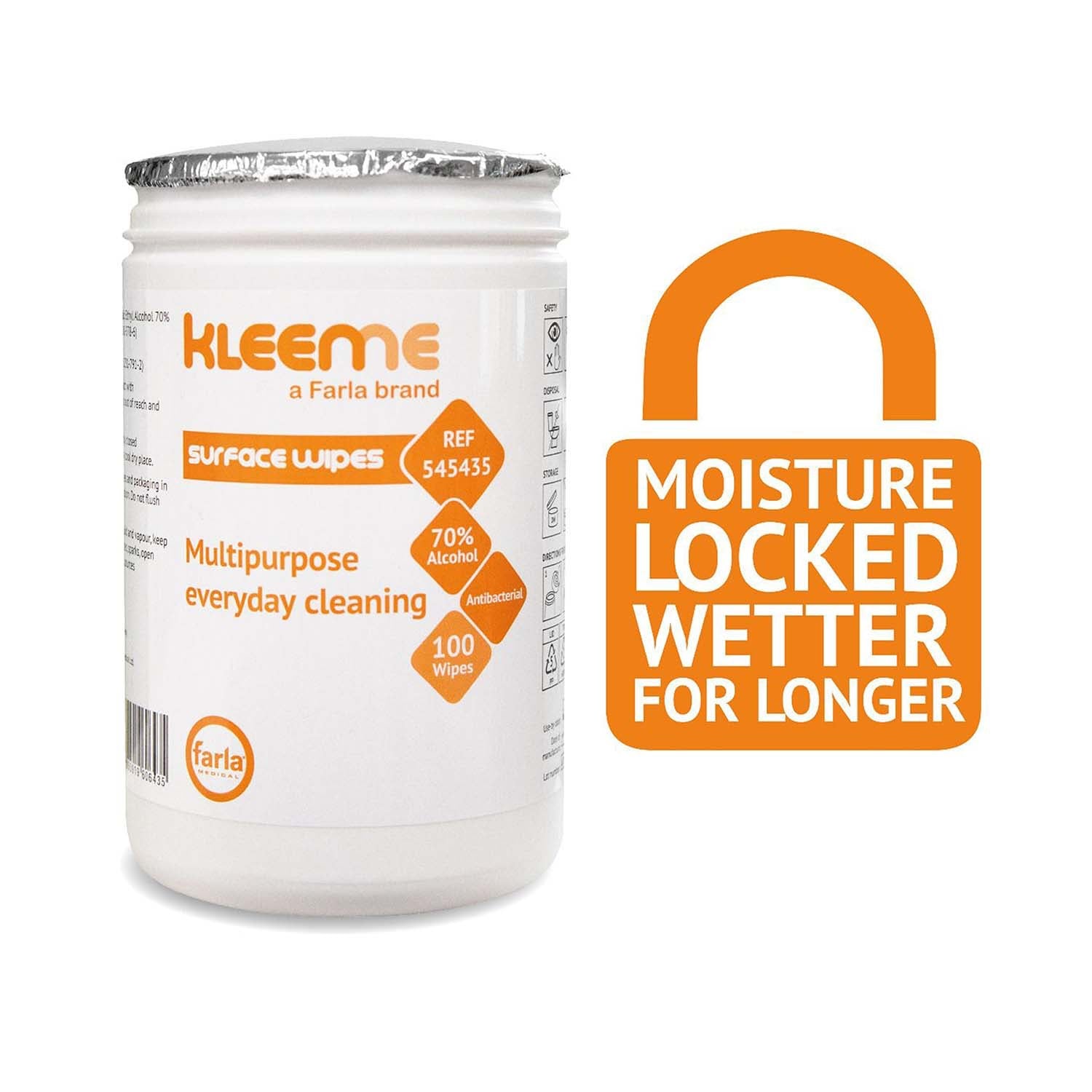 KleenMe | Surface Disinfection Wipes | 70% Alcohol | Tub of 100 (4)