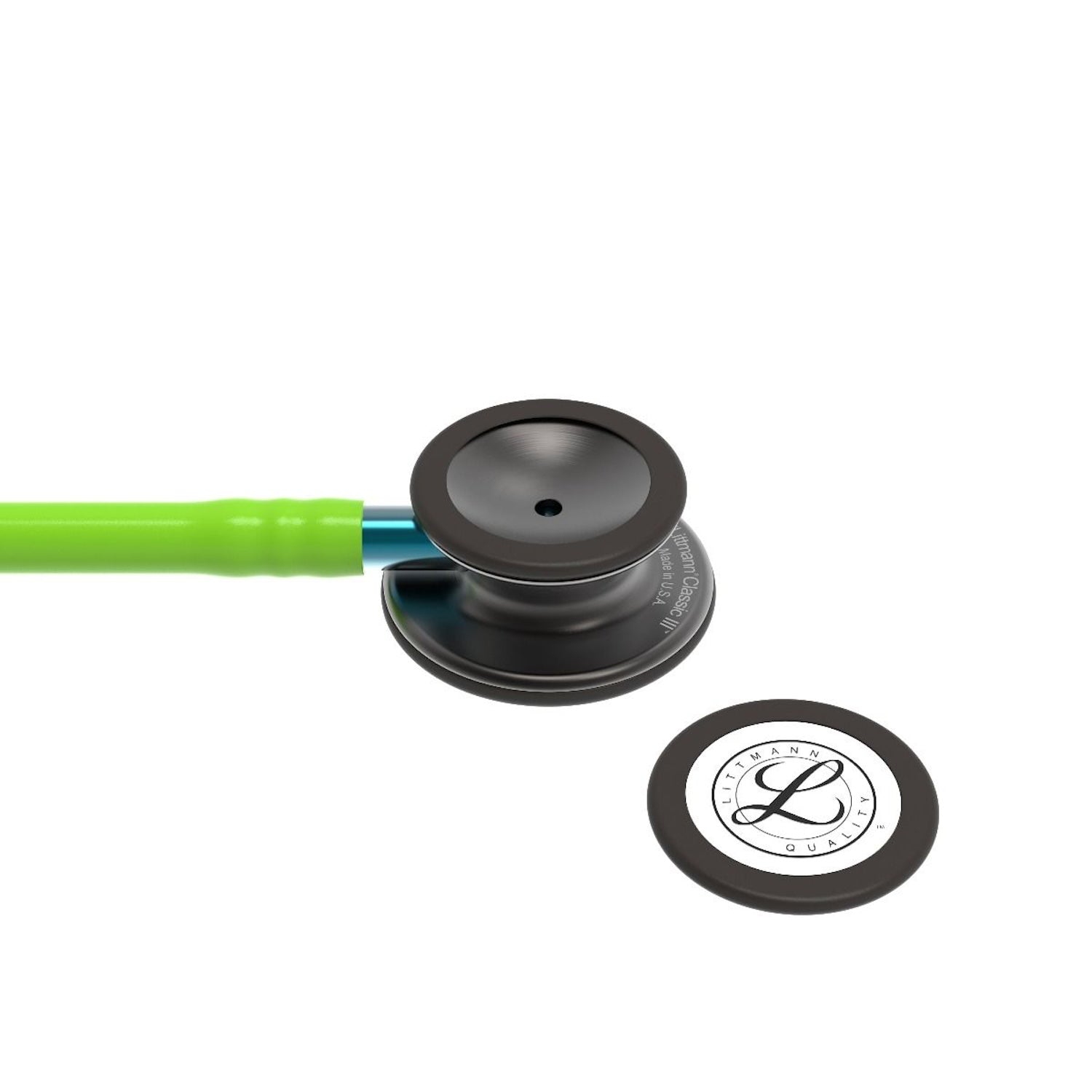 3M Littmann Classic III Stethoscope | Smoke Edition | Lime Green Tube, Blue Stem (4)