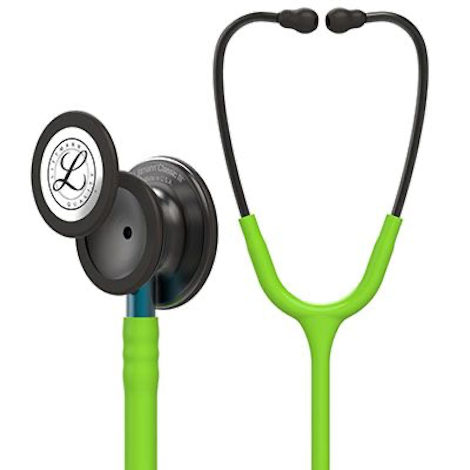 3M Littmann Classic III Stethoscope | Smoke Edition | Lime Green Tube, Blue Stem