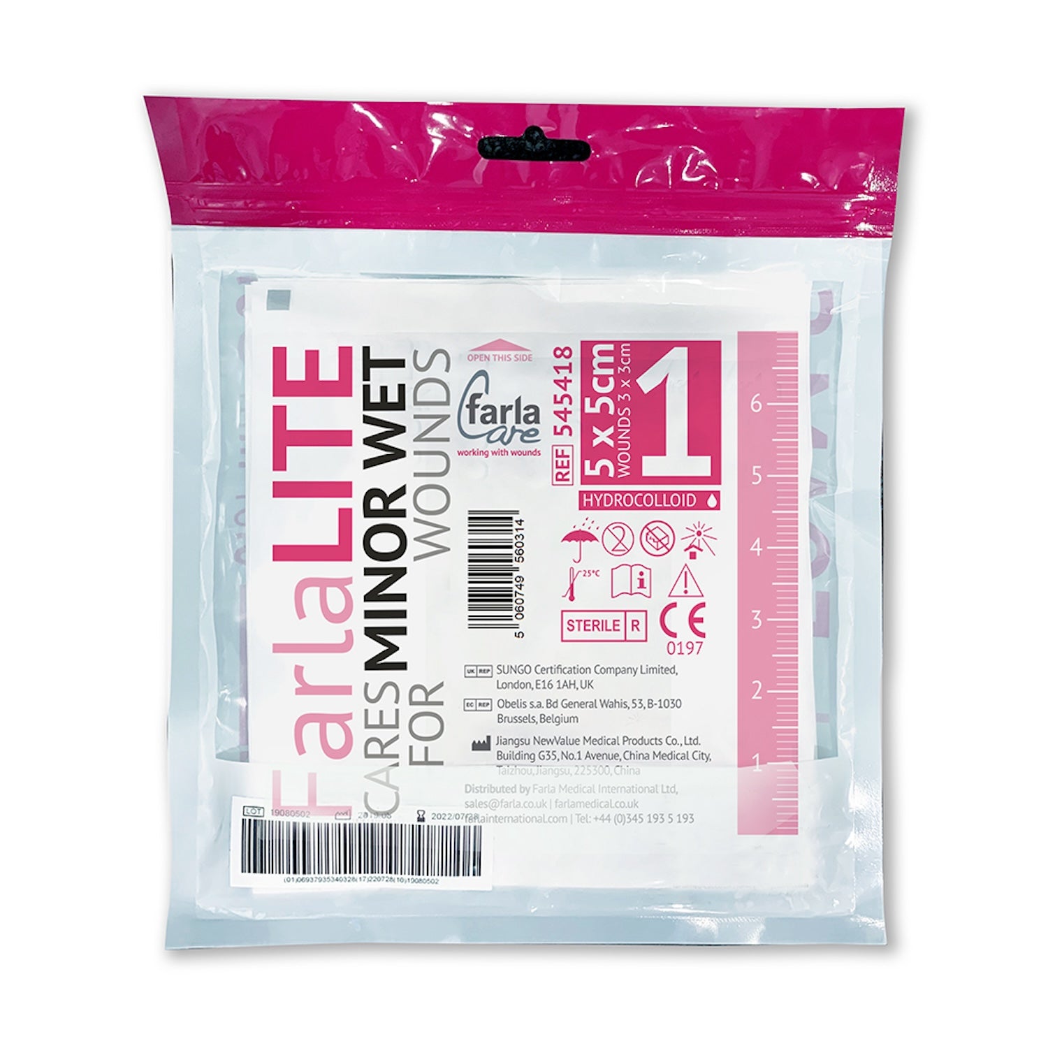 FarlaLITE Hydrocolloid Dressing including Border | 5 x 5cm | Pack of 5 (1)