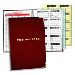 GDPR Compliant Visitor Book | 100 Passes and Faux Leather Binder | A4