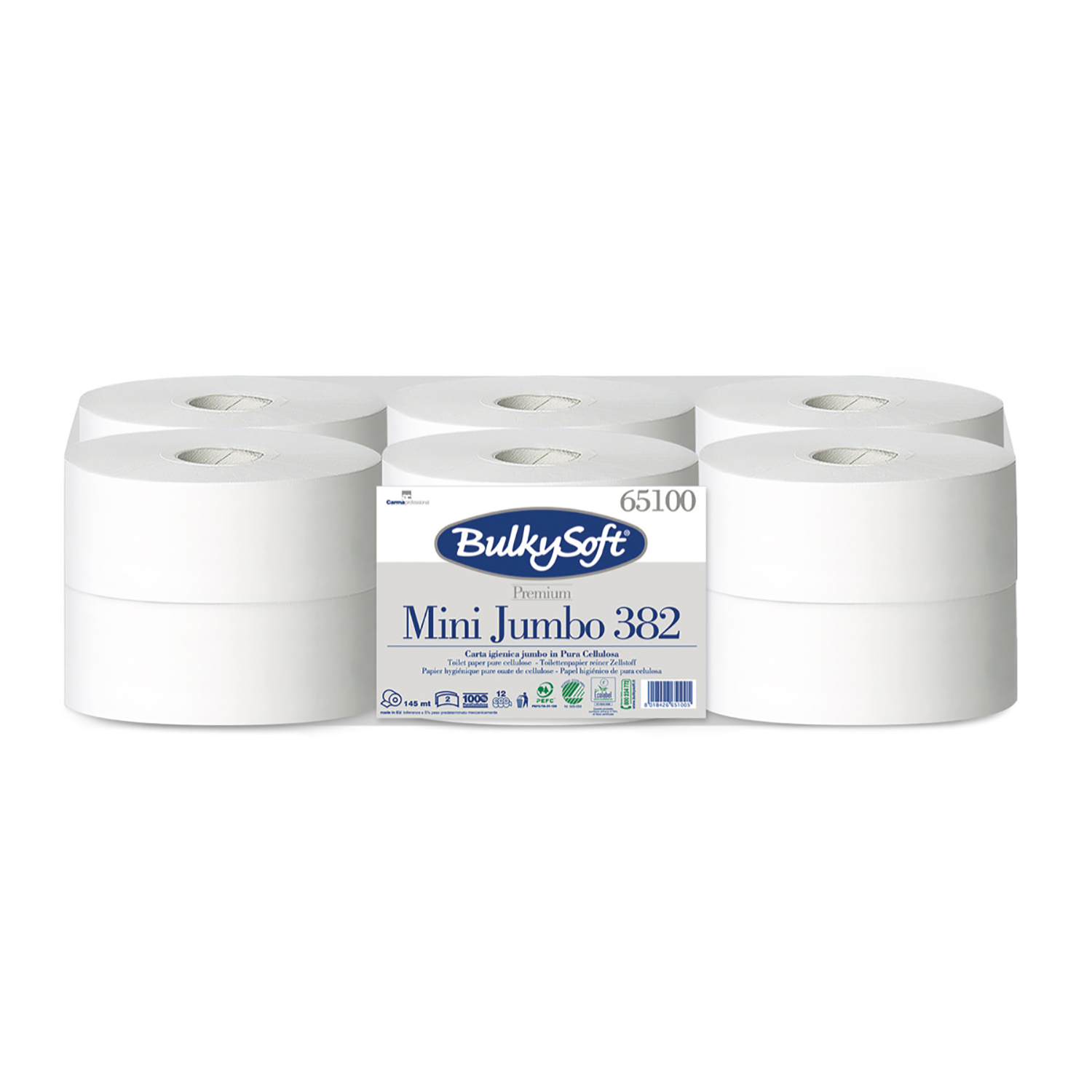 Bulkysoft Premium Mini Jumbo Toilet Roll | Pack of 12