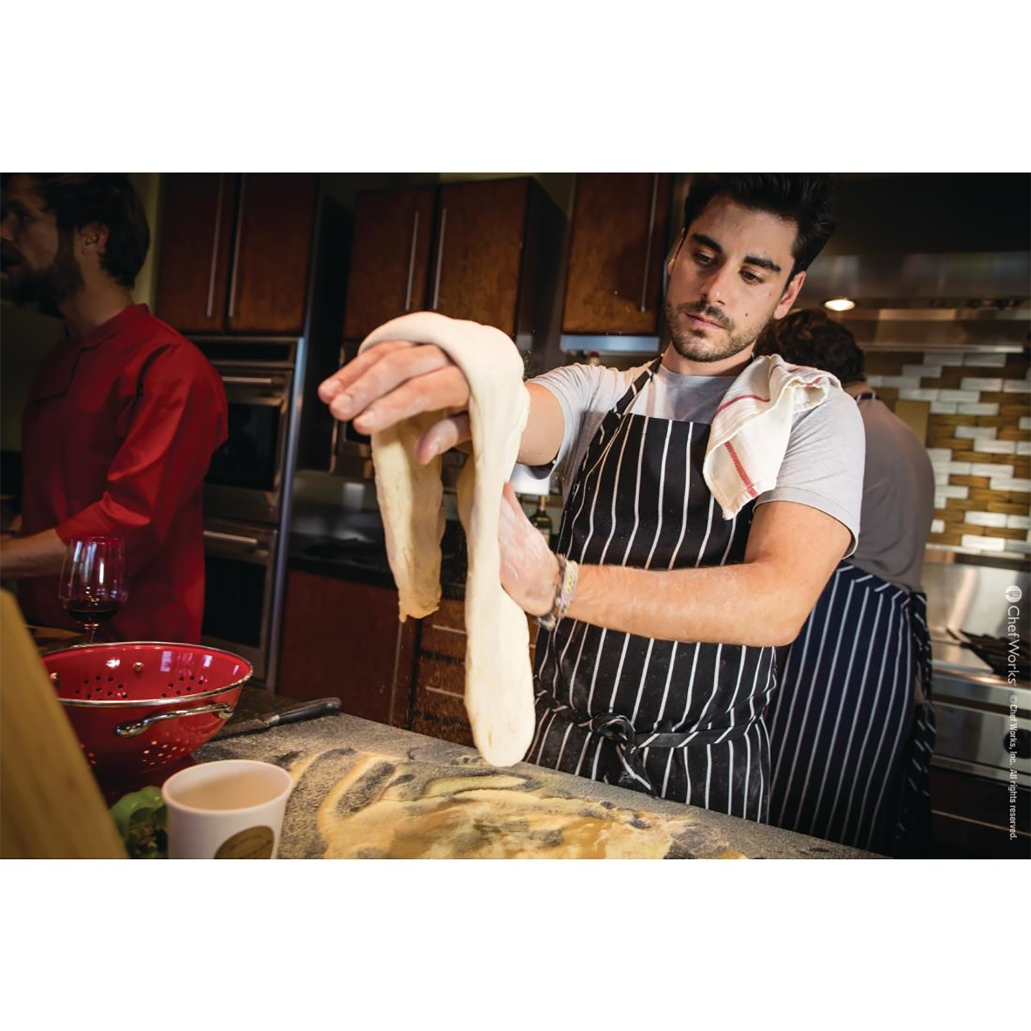 Chef Works Premium Woven Bib Apron | Black and White | Single (4)