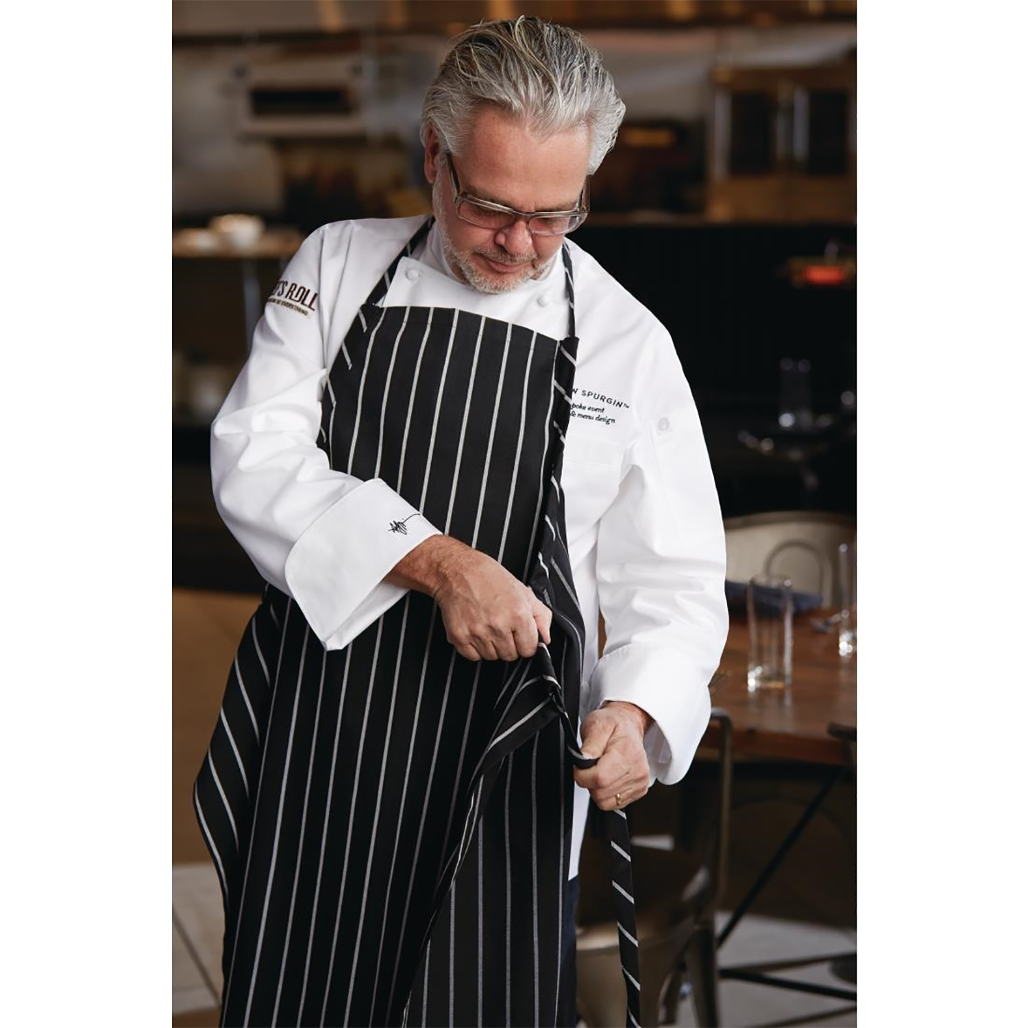 Chef Works Premium Woven Bib Apron | Black and White | Single (2)