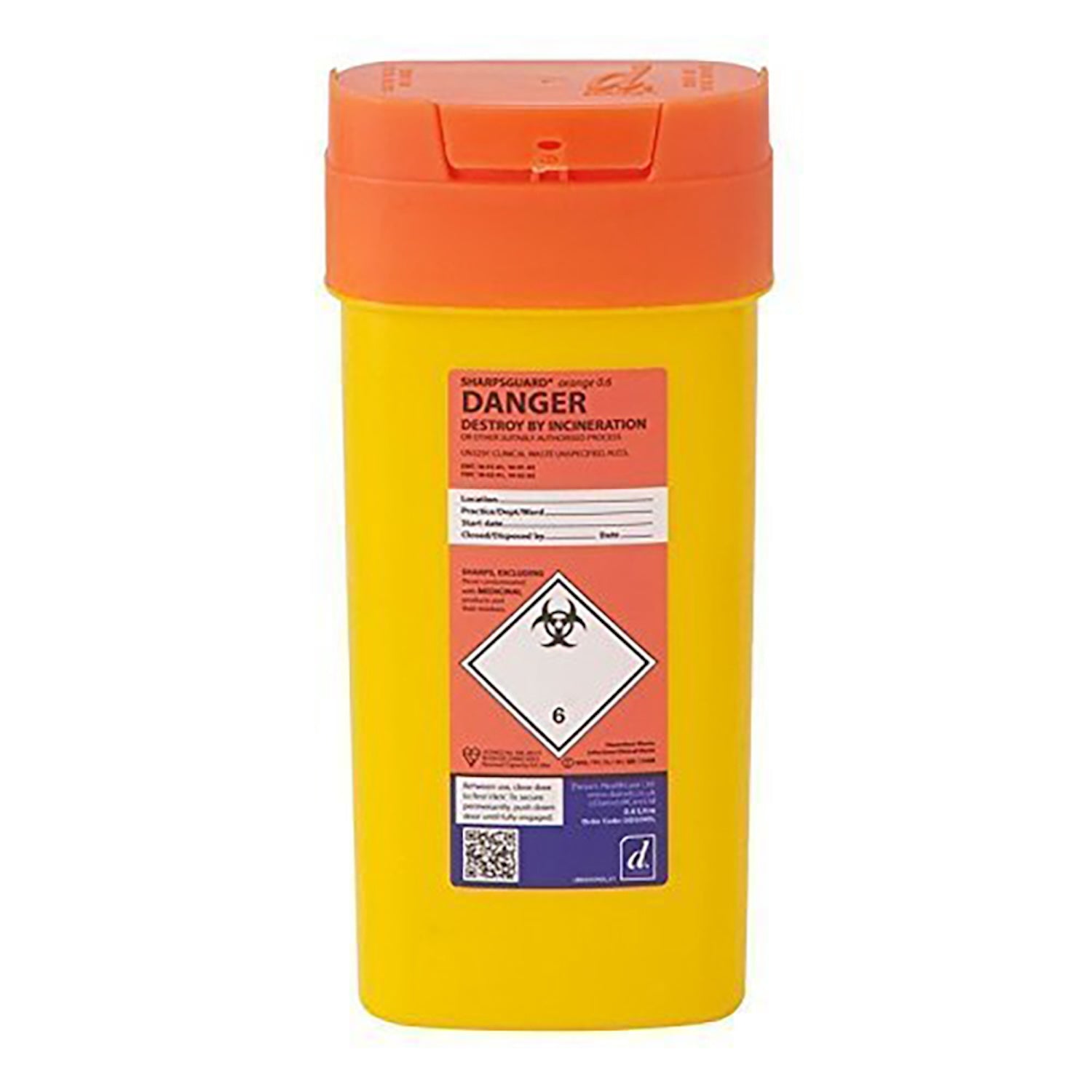 Sharpsguard Orange Sharps Bin | 0.6L