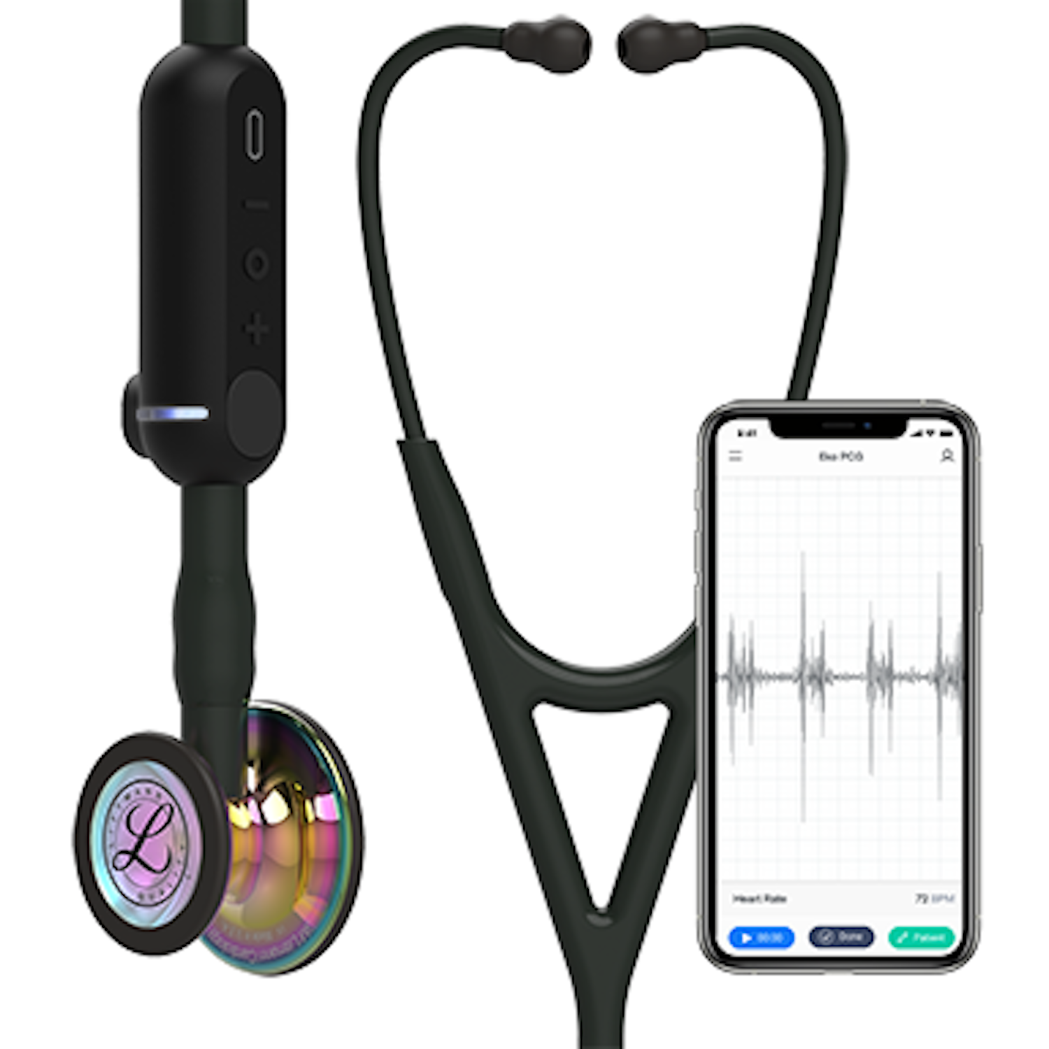 Littmann CORE Stethoscope ブラック 3M Littmann CORE Digital Stethoscope | High Polish Rainbow Chestpiece,