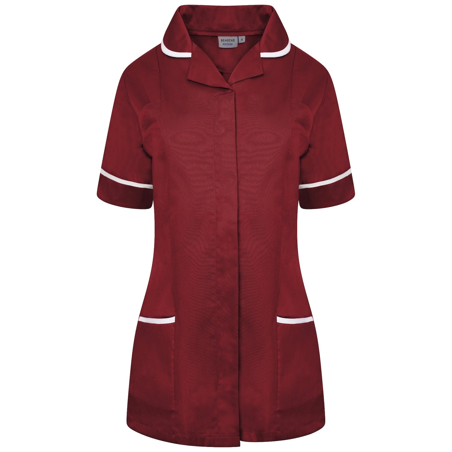 Ladies Healthcare Tunic | Round Collar | Maroon/White Trim