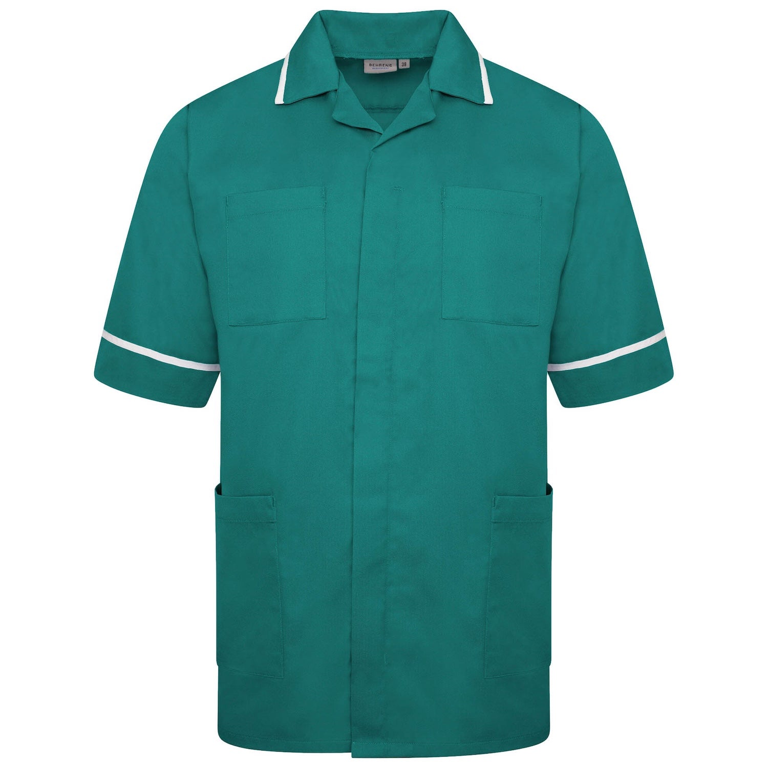 Mens Healthcare Tunic | Bottle Green/White Trim