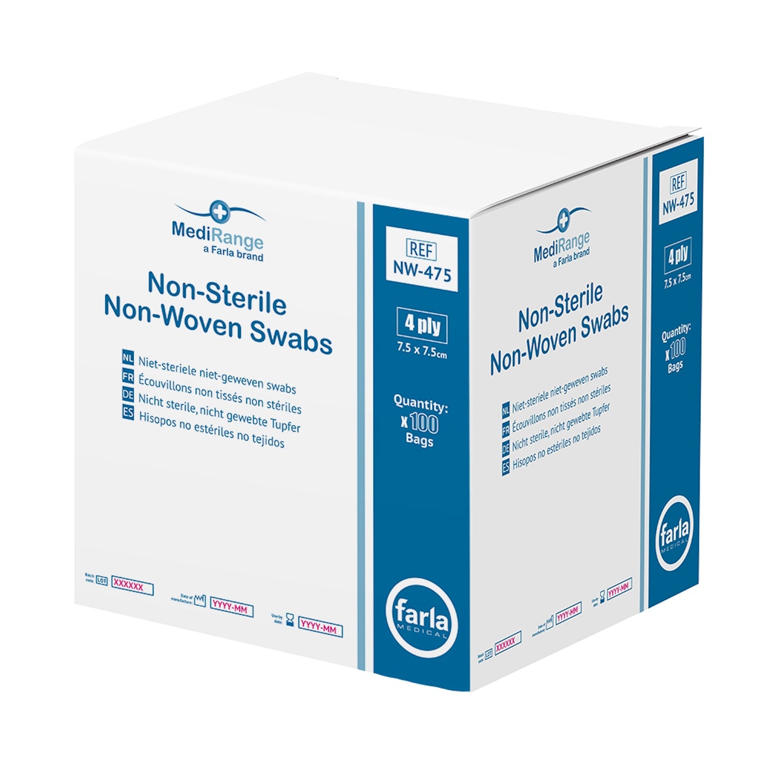 MediRange Non-Woven Swabs | 4 Ply | 7.5 x 7.5cm | Pack of 100 (2)