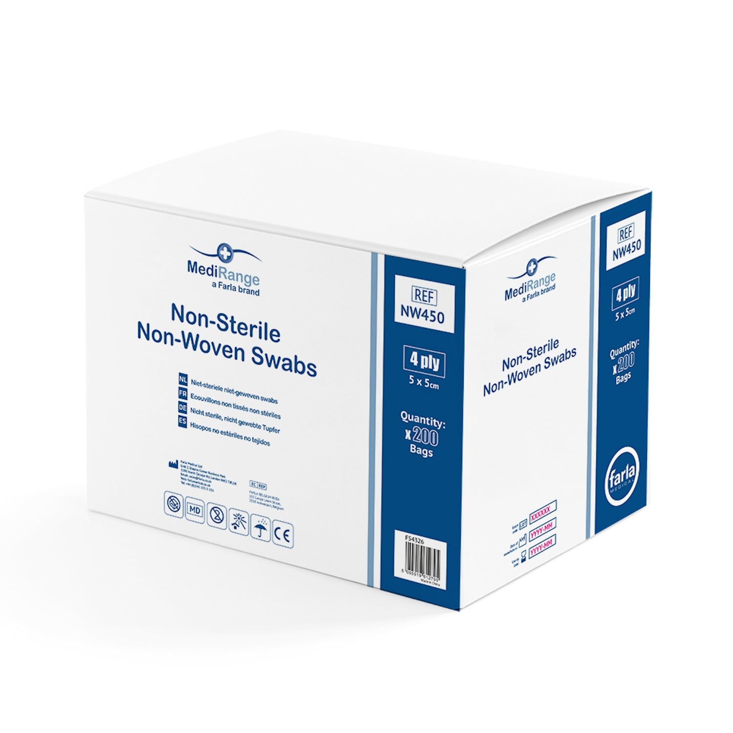 MediRange Non-Woven Swabs | 4 Ply | 5 x 5cm | Pack of 100 (2)