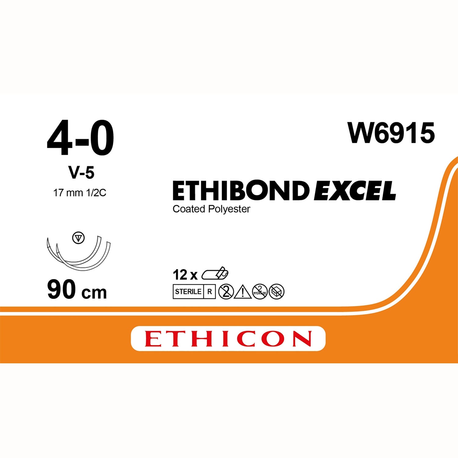 Ethibond Excel Polyester Suture | Non Absortable | White | Size: 4/0 Tapercut | Length: 90cm | Needle: V-5 | Pack of 12