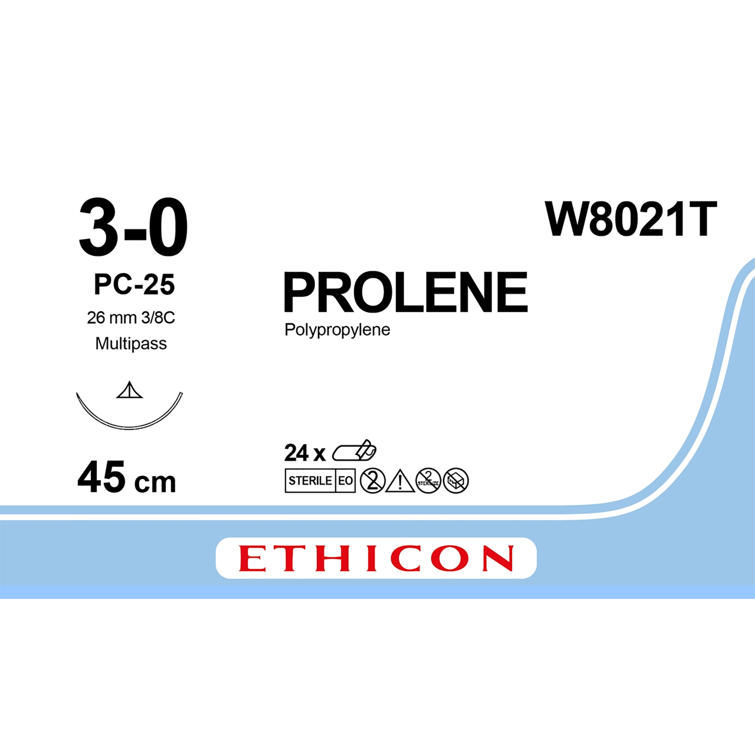Ethicon Prolene Suture | Non Absorbable | Blue | Size: 3-0 | Length: 4