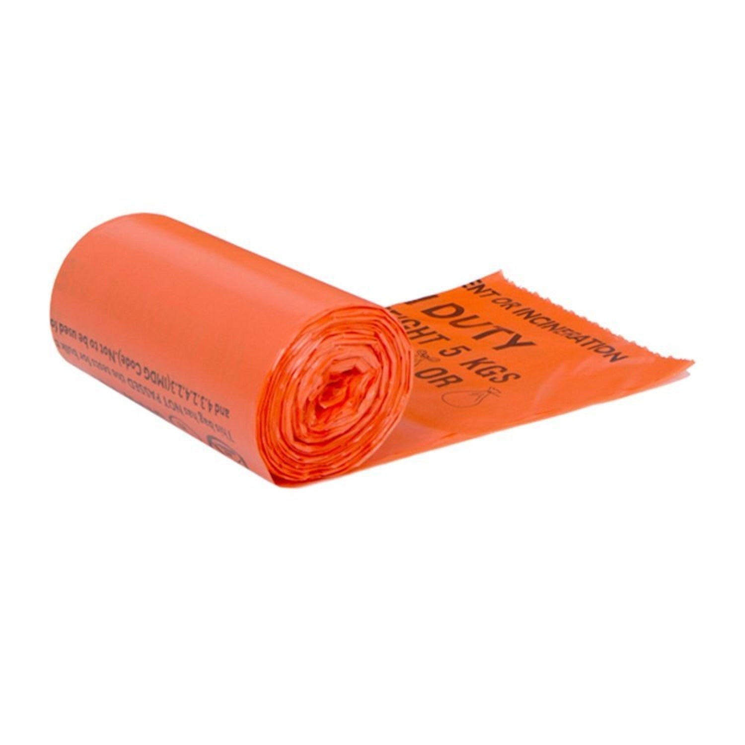 KleenMe Clinical Waste Sacks | Orange | Roll | Medium Duty | Roll of 25 (3)