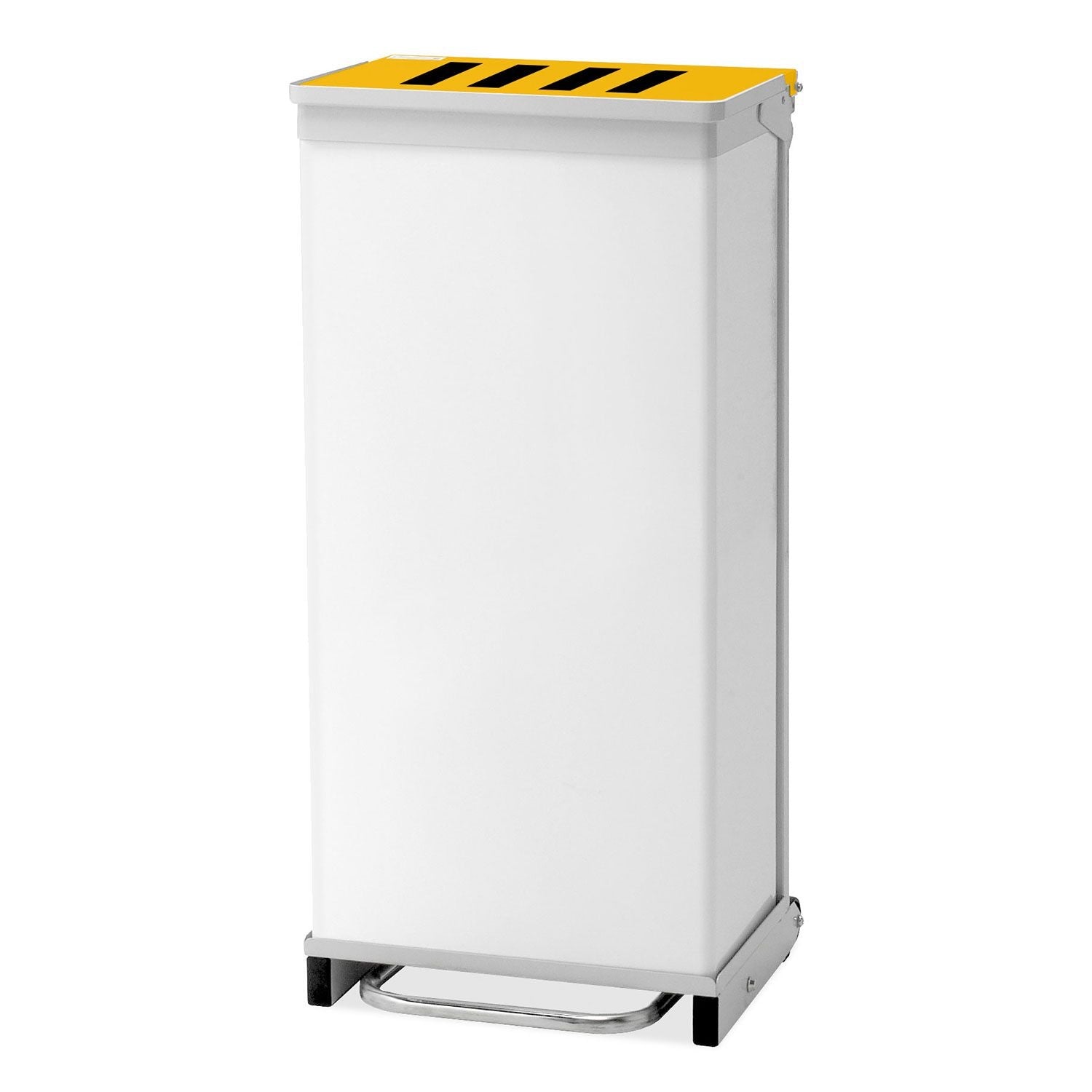 Bristol Maid 90L Hands Free & Silent Closing Bin | Yellow & Black Striped Lid