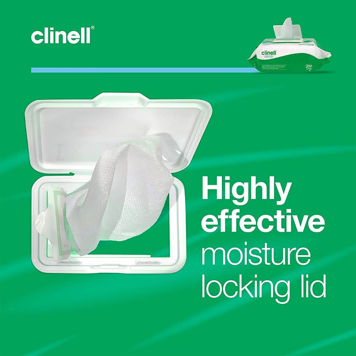 Clinell Universal Sanitising Wipes | Clip Pack | 30gsm | 200 x 200mm | Pack of 50 (7)