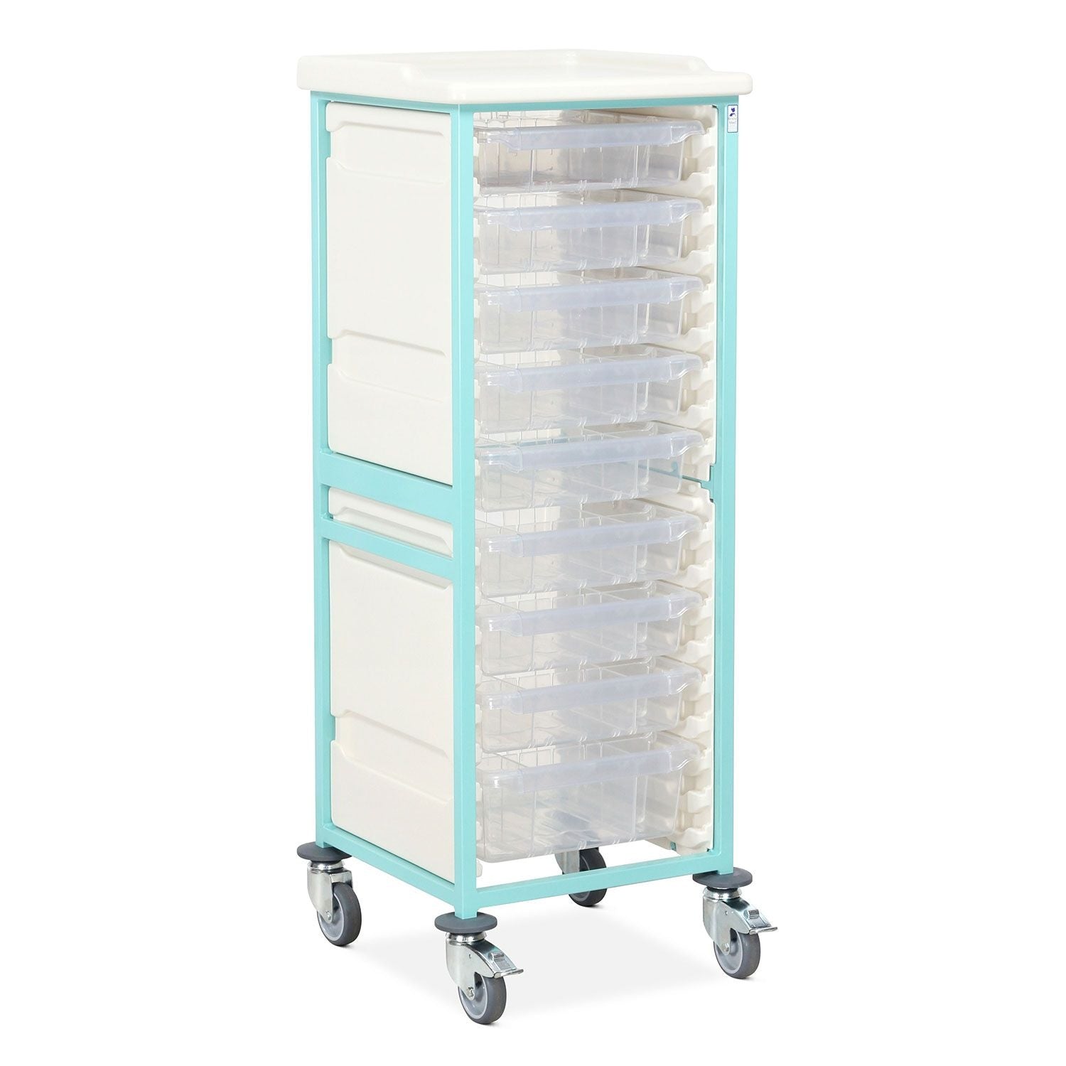 Caretray Trolley | High-Single Column | 8 Small & 1 Large Trays