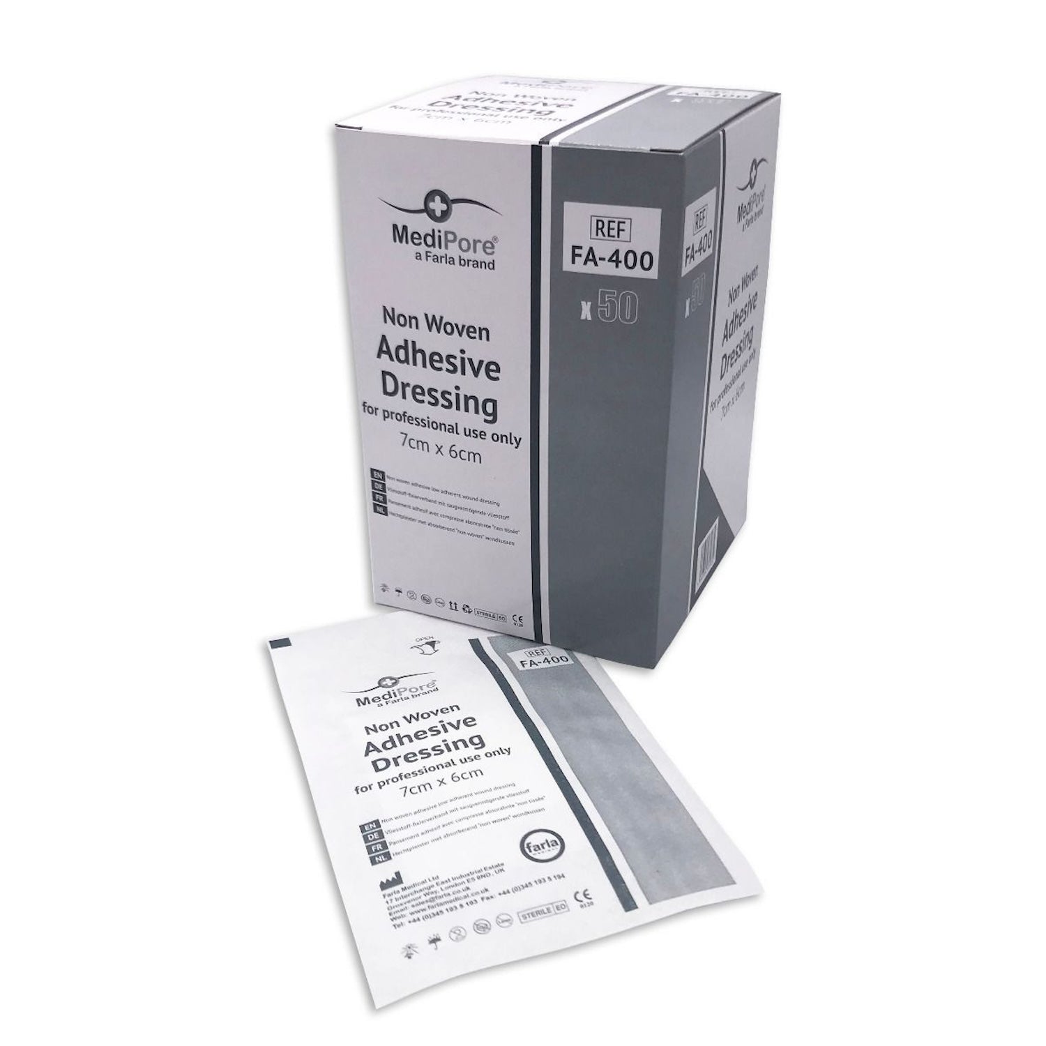 MediRange Adhesive Dressing | 7 x 6cm | Non Woven | Low Adherent | Pack of 50