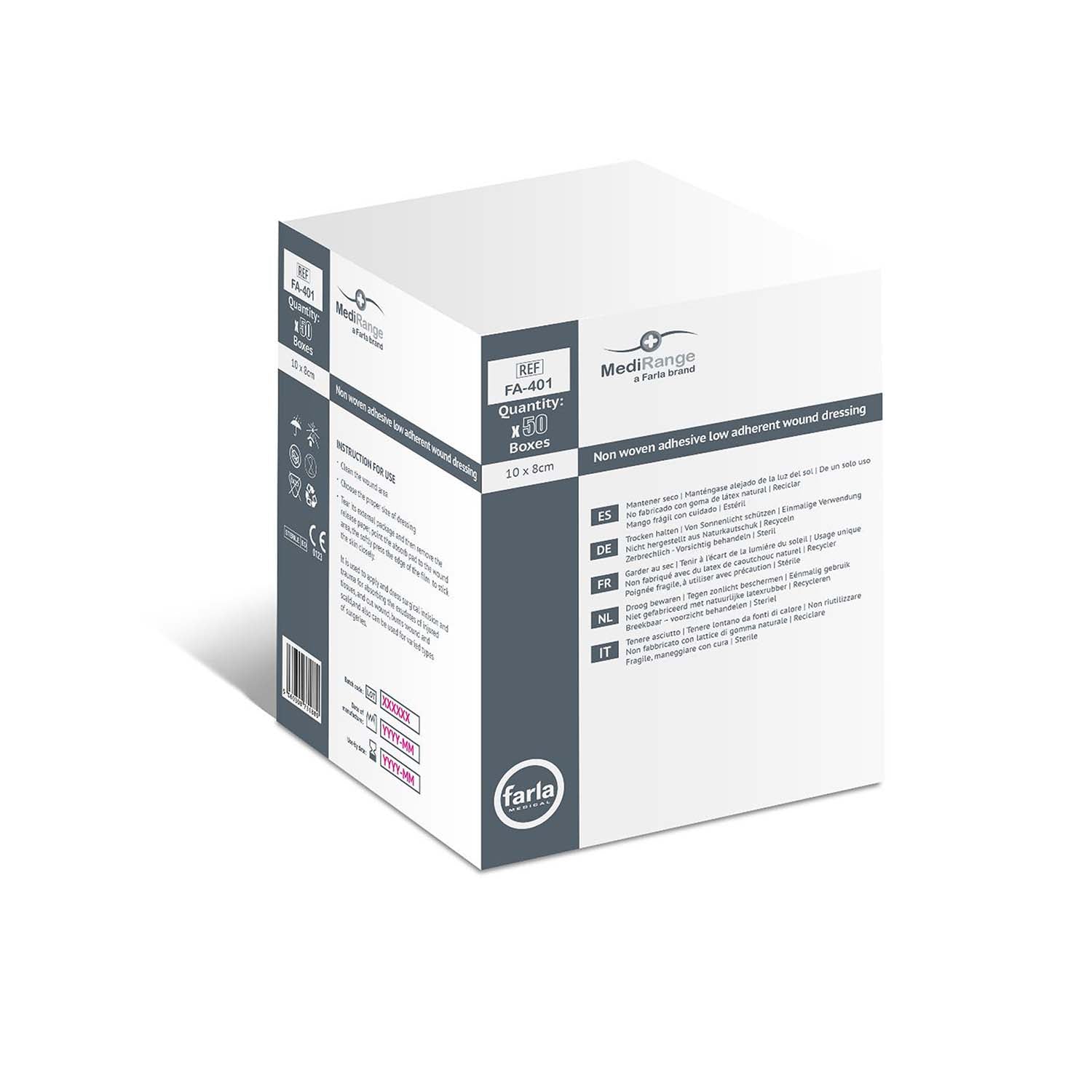MediRange Adhesive Dressing | 8 x 10cm | Non Woven | Low Adherent | Pack of 50