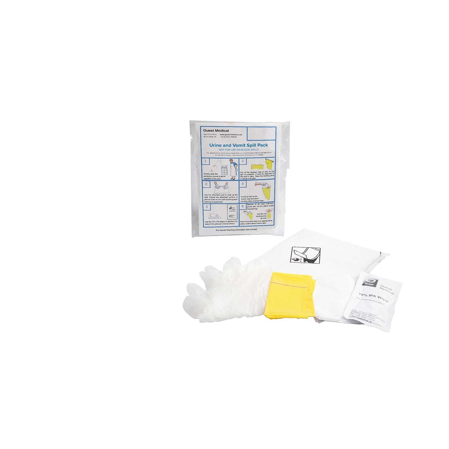 5 Single-Use Urine and Vomit and 5 Single-Use Biohazard Spill Packs | Carton of 10 Mixed Spill Packs (1)