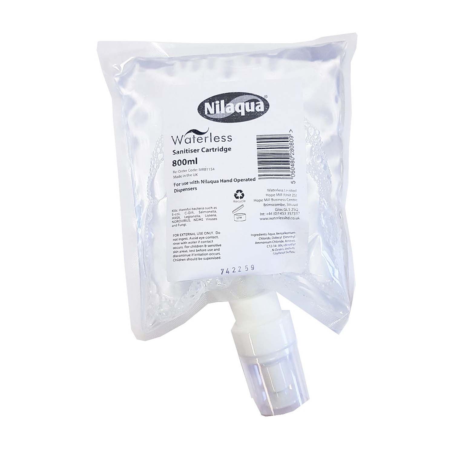 Nilaqua Alcohol Free Sanitiser Pouch | 800ml