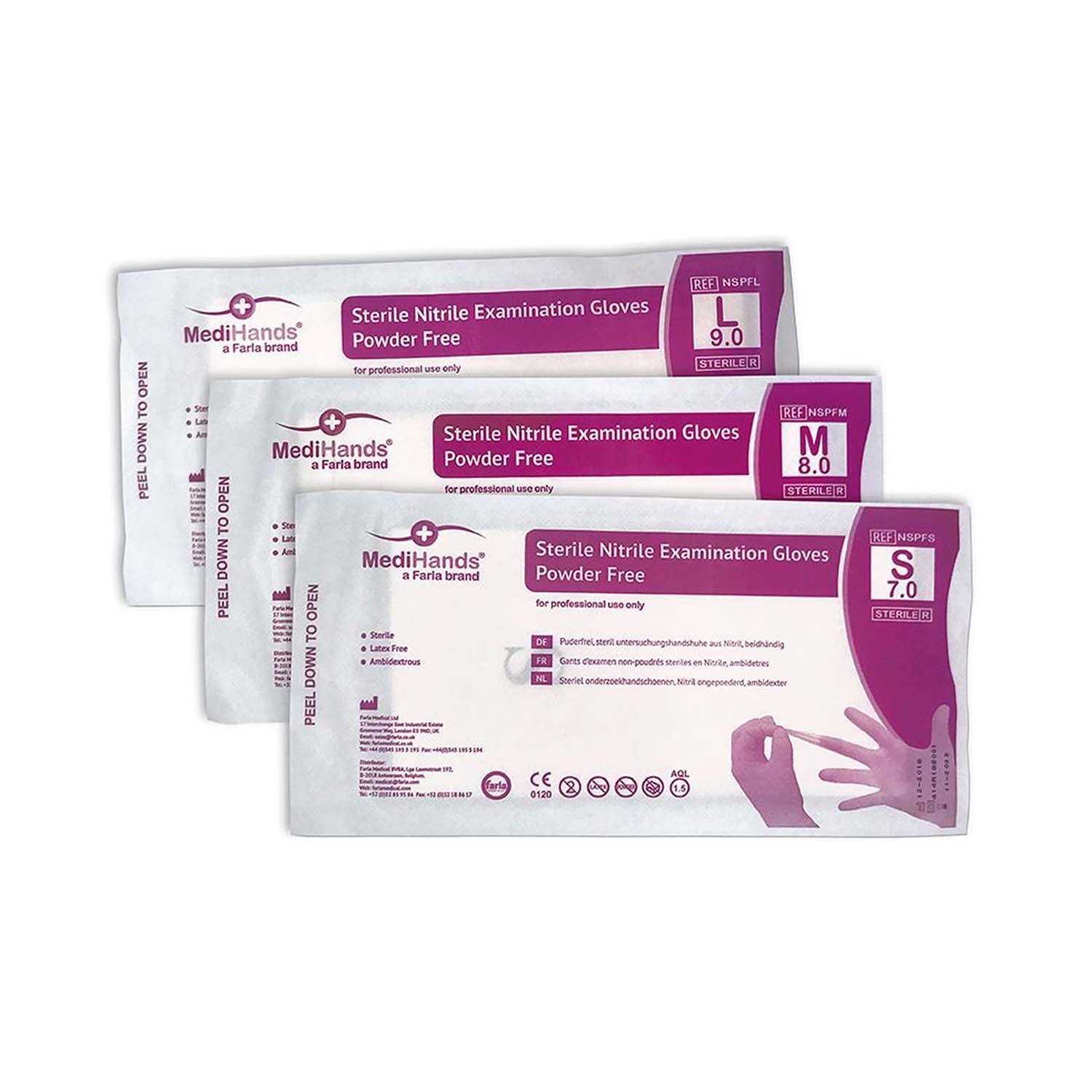 MediHands Nitrile Powder Free Gloves | Textured | Sterile | Pack of 50 Pairs (2)