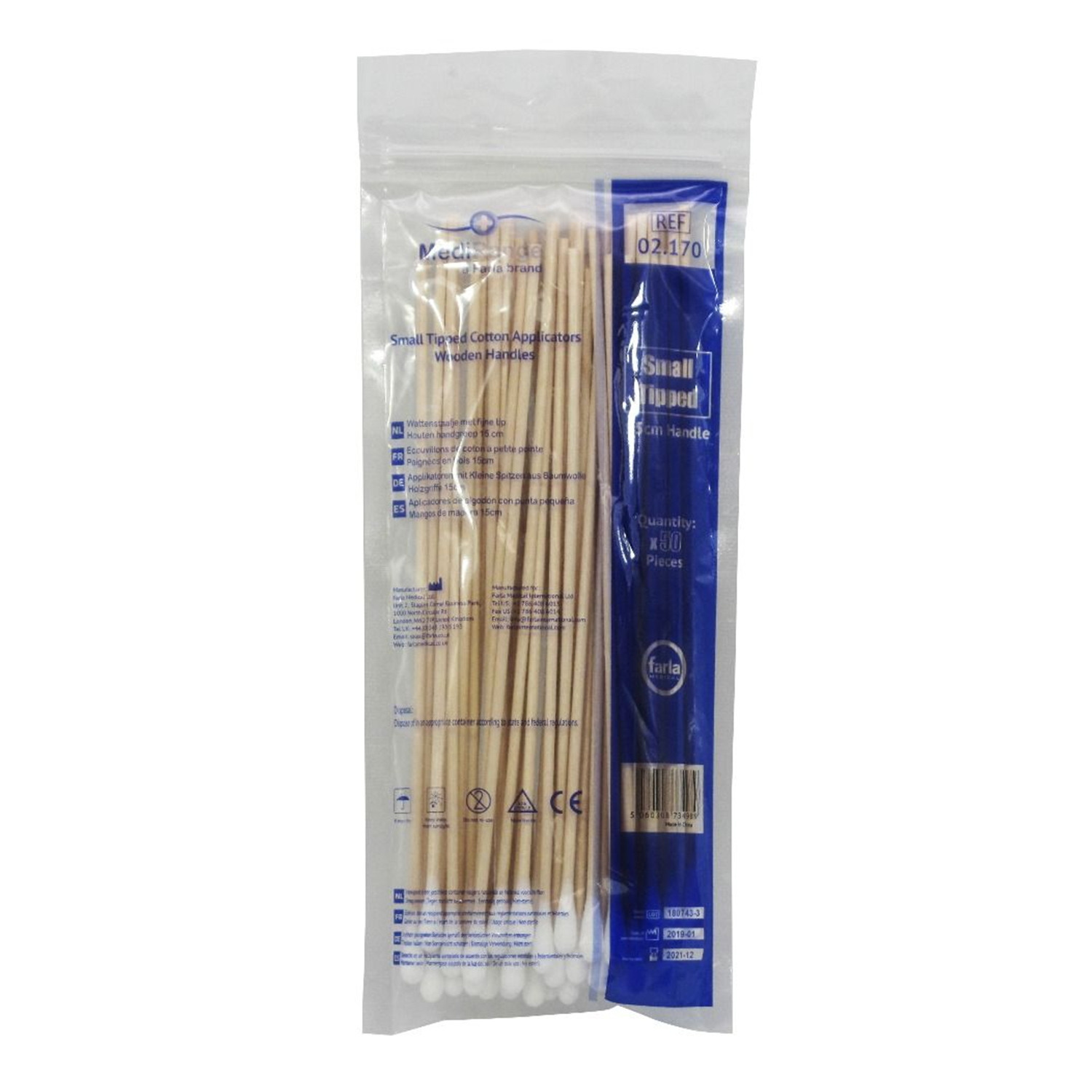 MediRange Cotton Swab Applicators | Small Tipped | 15cm | Pack of 50 (5)