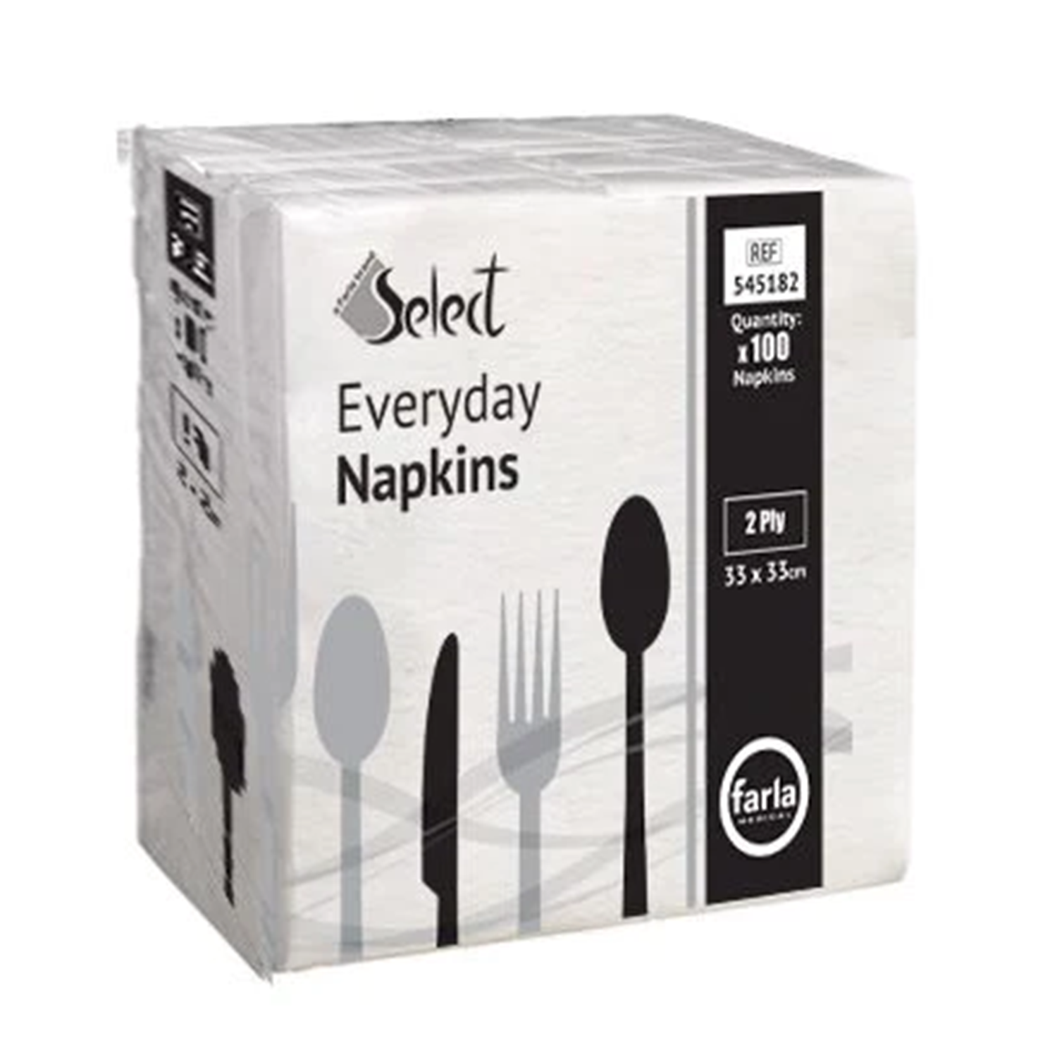 Select Everyday Napkins | 2 Ply | 33 x 33cm | White | Pack of 100