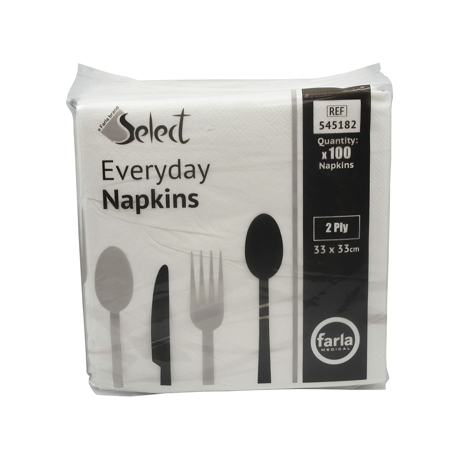 Select Everyday Napkins | 2 Ply | 33 x 33cm | White | Pack of 100 (1)