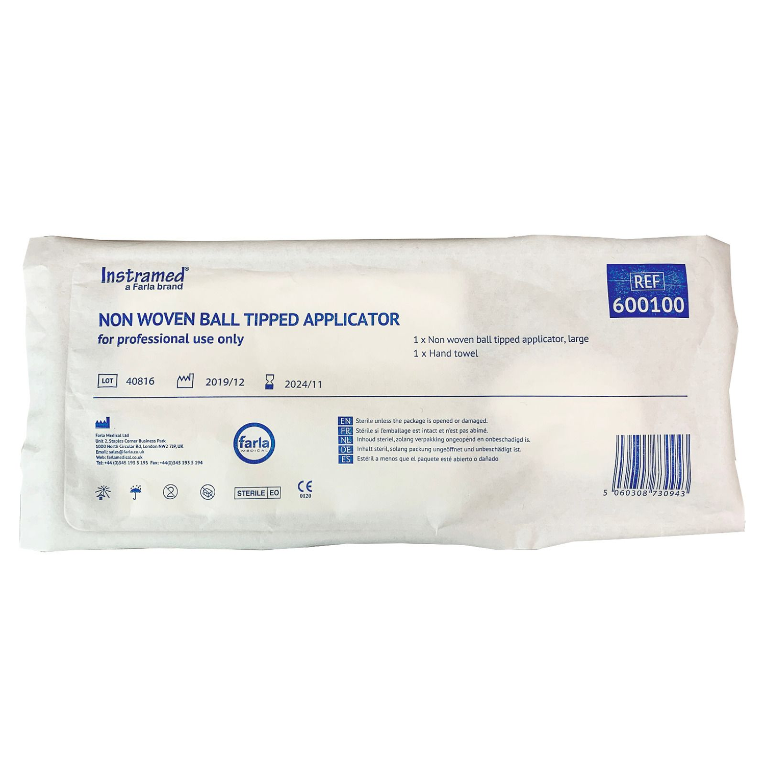 Instramed Large Gauze Balls Tipped Applicator | 23.5cm | Single (2)