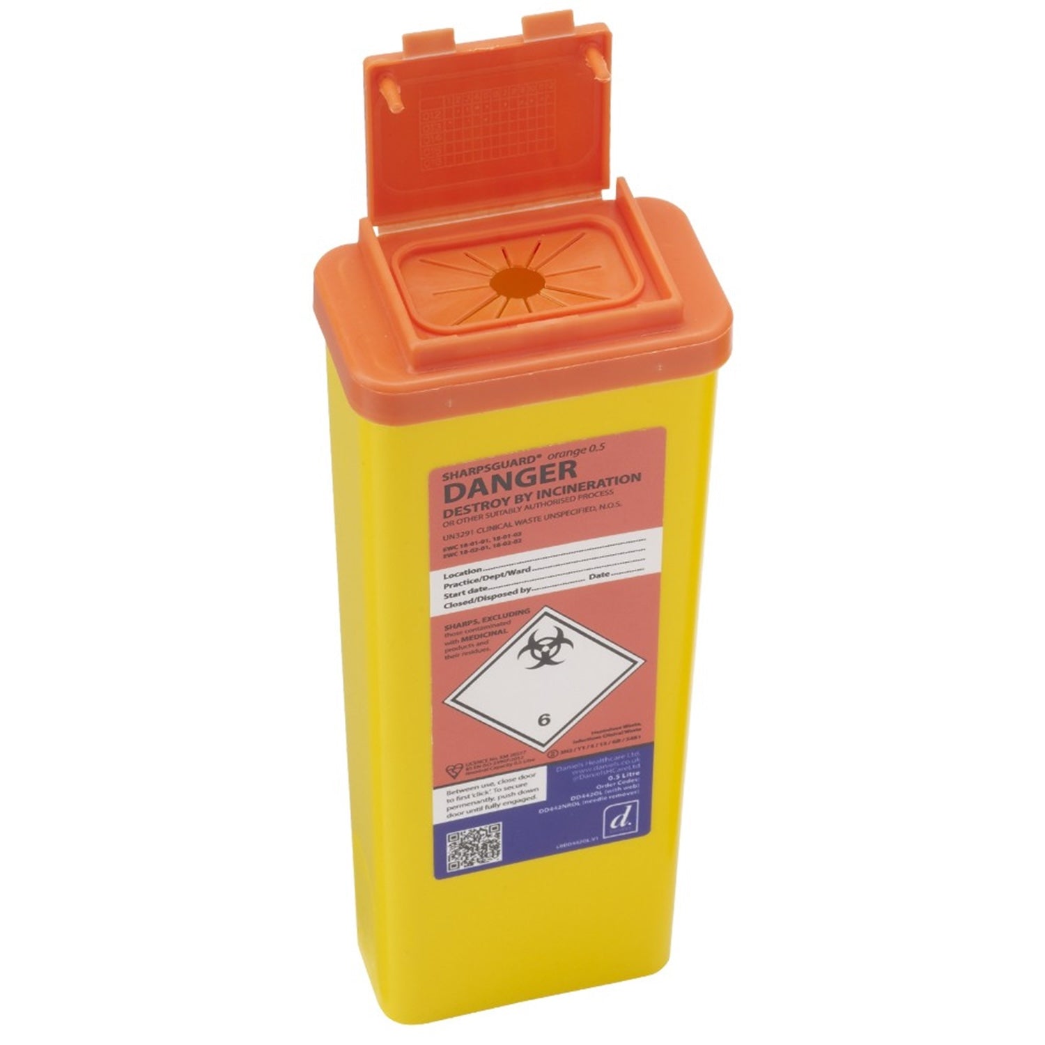 Sharpsguard Orange Sharps Bin | 0.5L Pocket Bin